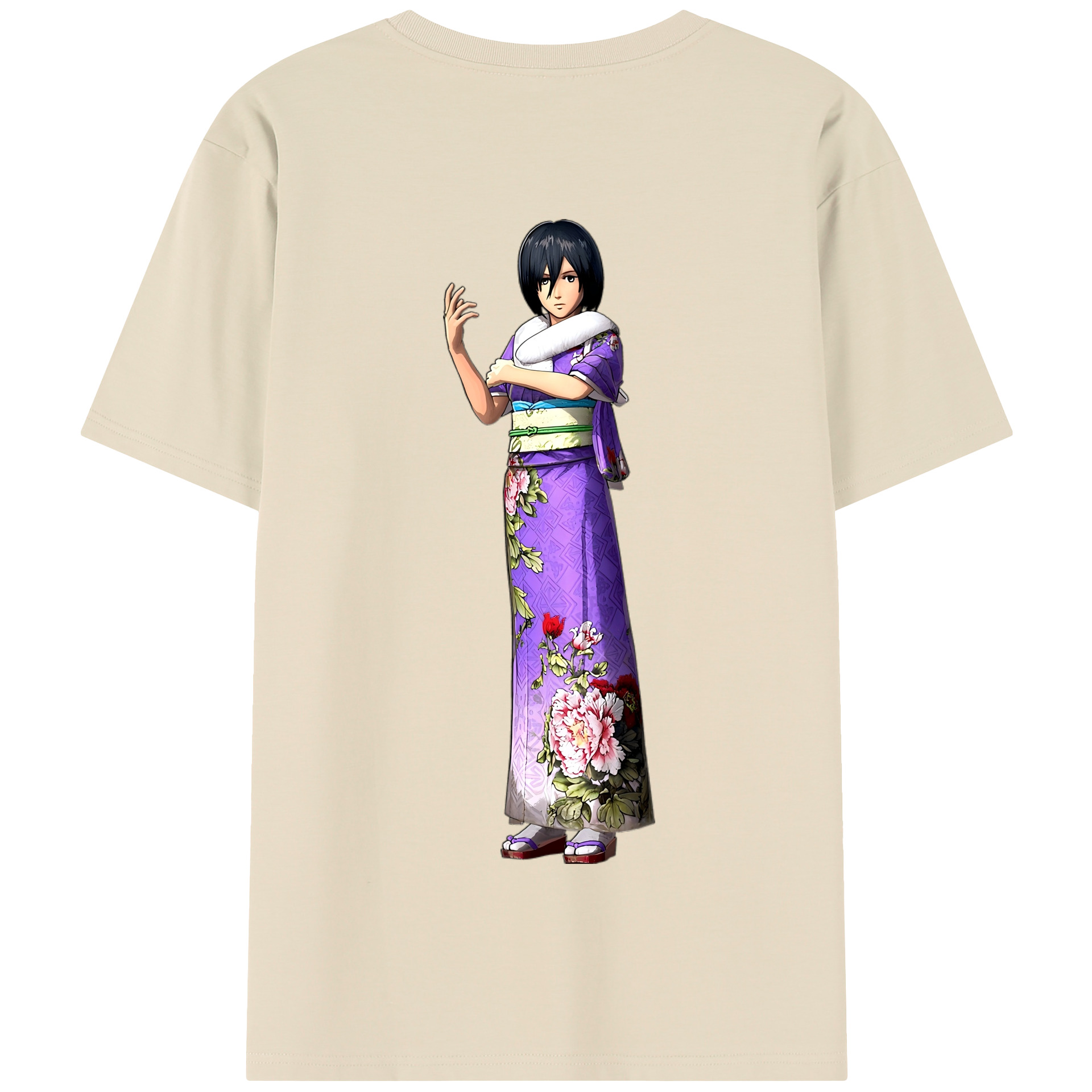 （画像用） 進撃の巨人 ミカサ·アッカーマン Attack on Titan Mikasa Ackerman 綿100％半袖Tシャツ（背面プリント）
