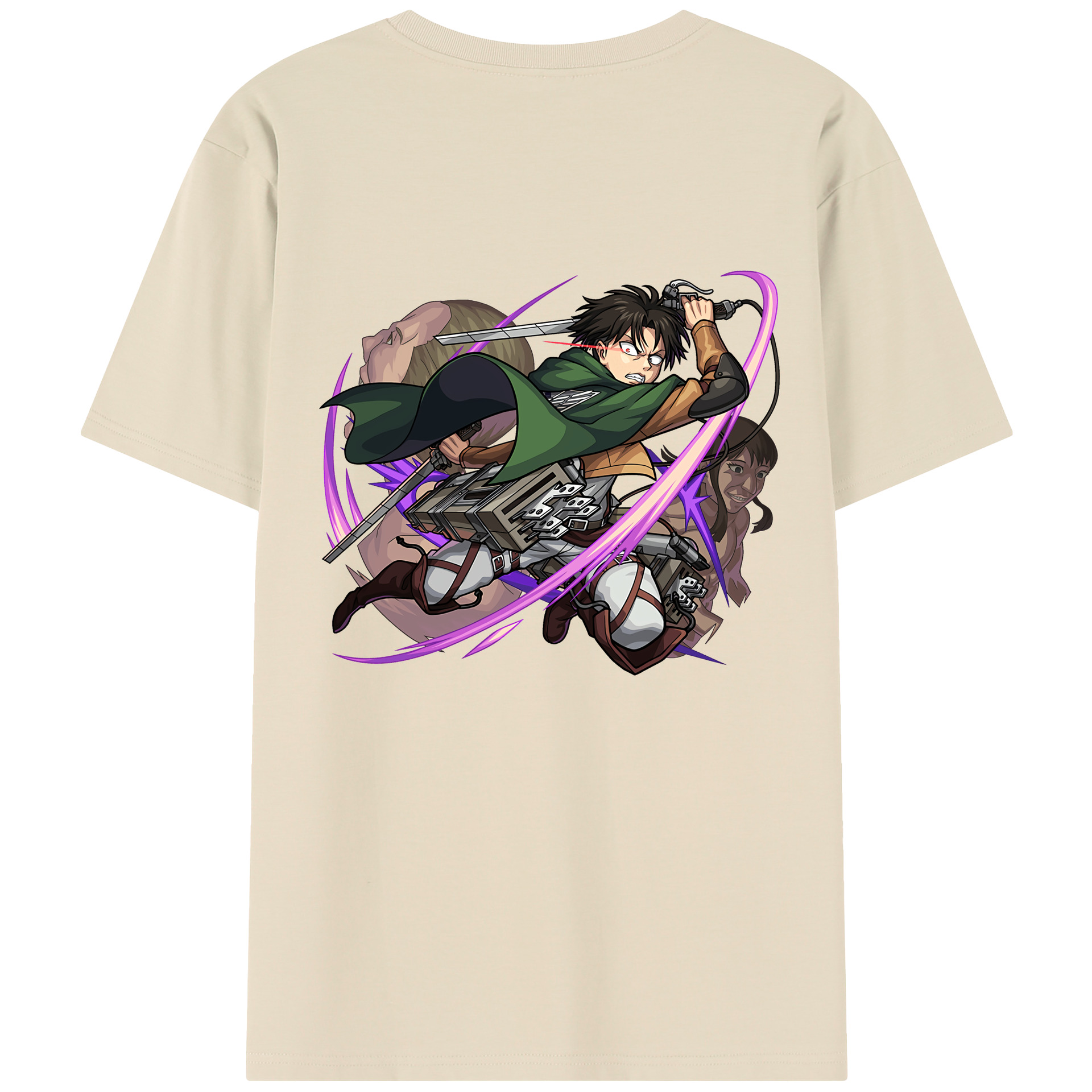 （画像用） 進撃の巨人 リヴァイ·アッカーマン Attack on Titan Levi Ackerman 綿100％半袖Tシャツ（背面プリント）