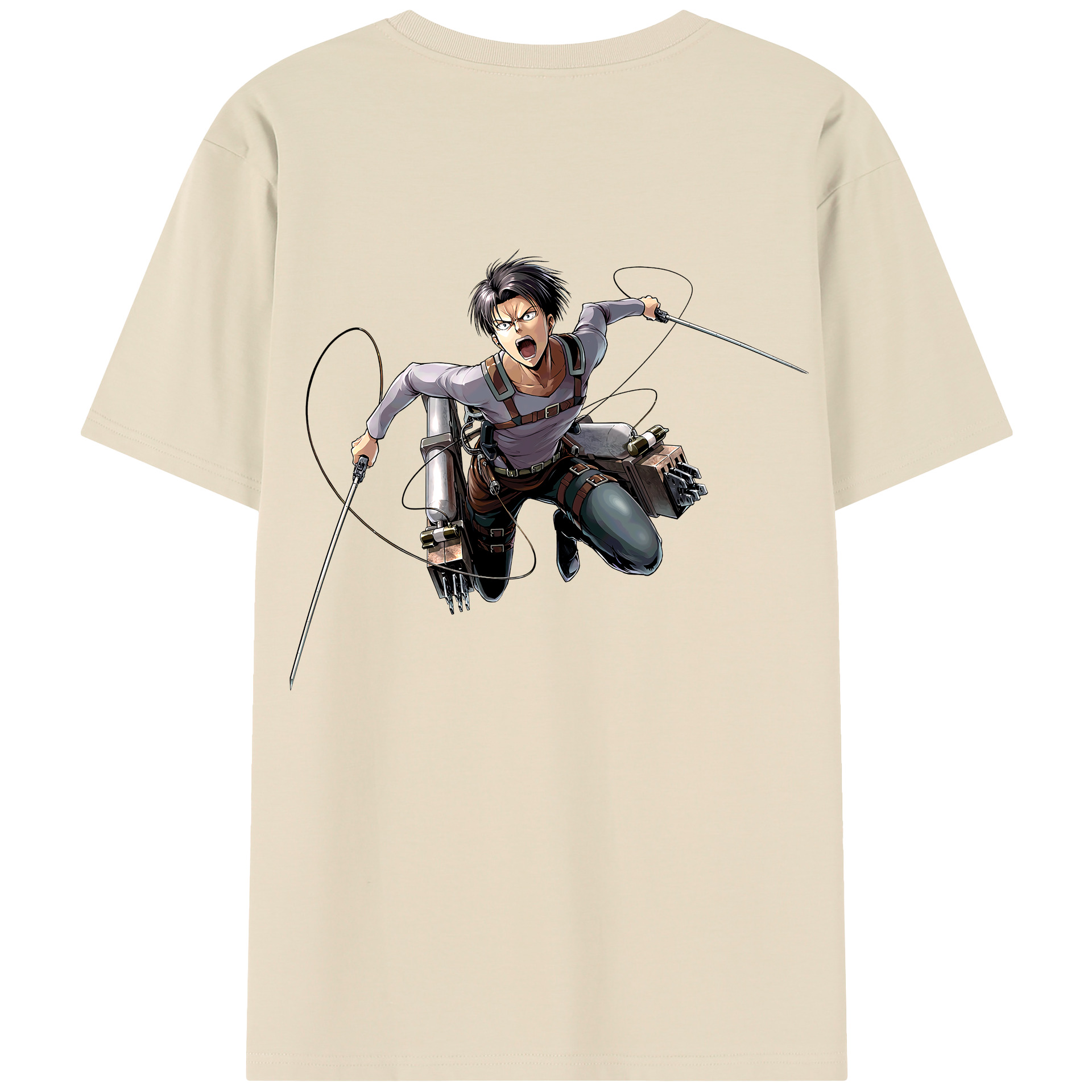 （画像用） 進撃の巨人 リヴァイ·アッカーマン Attack on Titan Levi Ackerman 綿100％半袖Tシャツ（背面プリント）