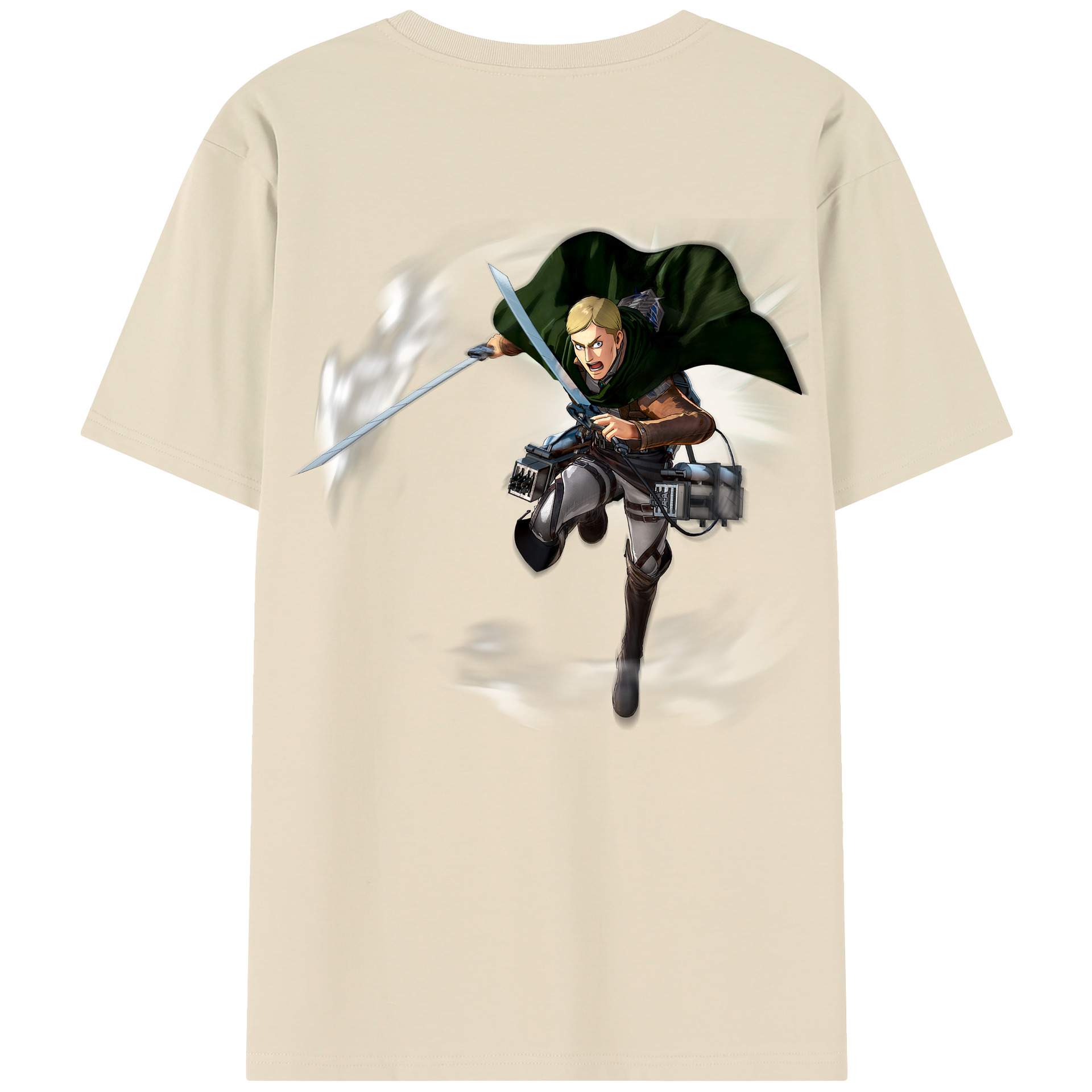 （画像用） 進撃の巨人 エルヴィン・スミス Attack on Titan Erwin Smith 綿100％半袖Tシャツ（背面プリント）