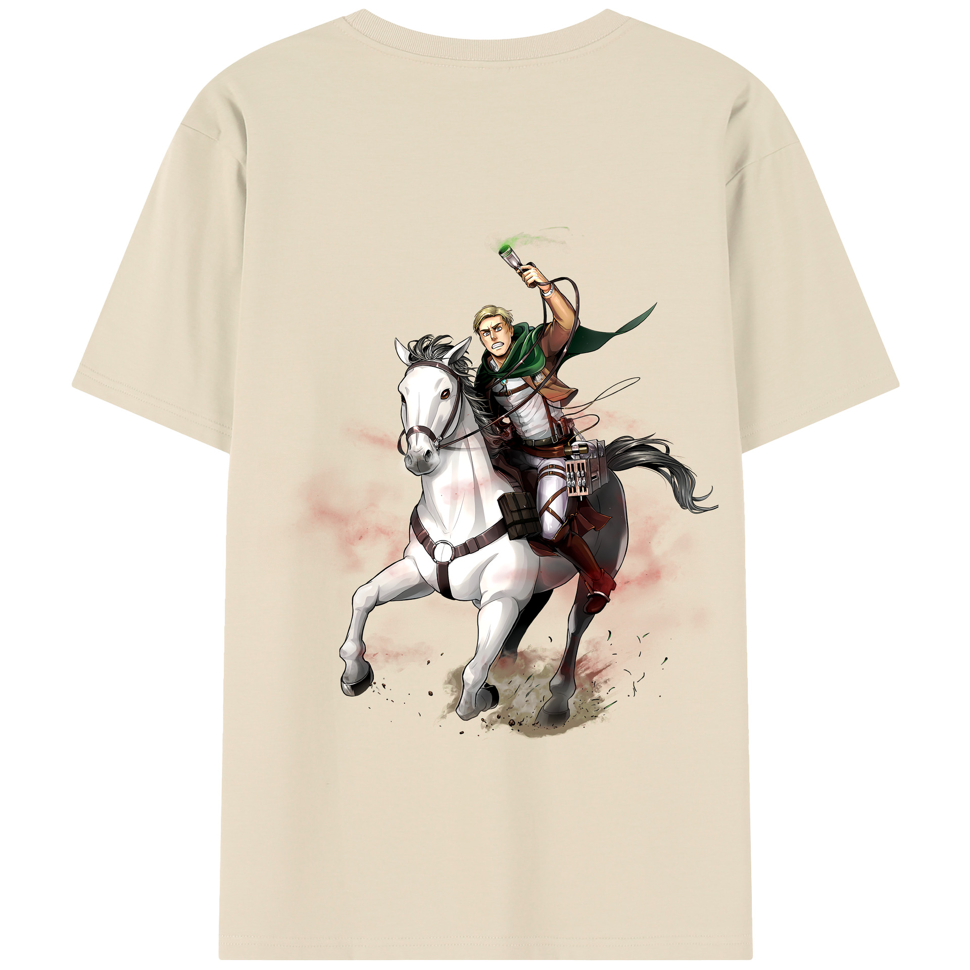 （画像用） 進撃の巨人 エルヴィン・スミス Attack on Titan Erwin Smith 綿100％半袖Tシャツ（背面プリント）