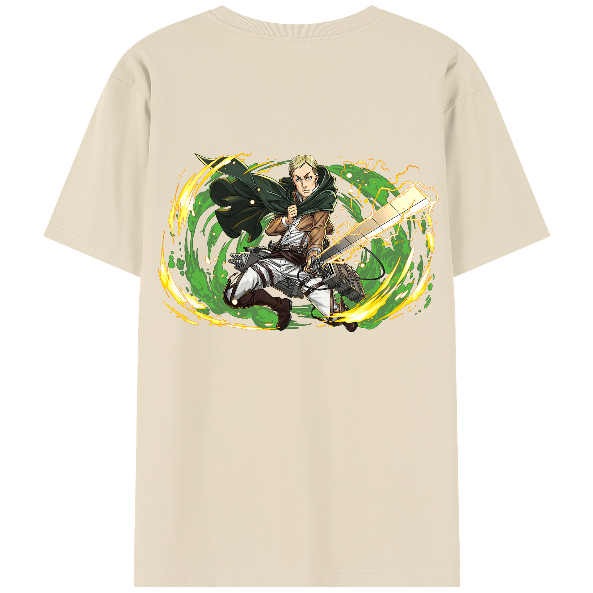 （画像用） 進撃の巨人 エルヴィン・スミス Attack on Titan Erwin Smith 綿100％半袖Tシャツ（背面プリント）