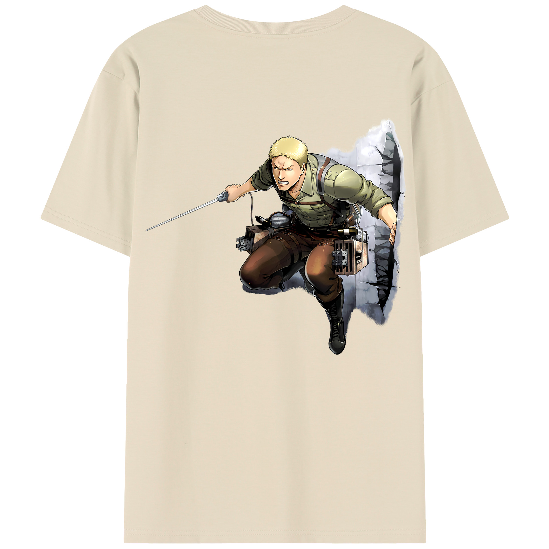（画像用） 進撃の巨人 ライナー・ブラウン Attack on Titan Reiner Braun 綿100％半袖Tシャツ（背面プリント）