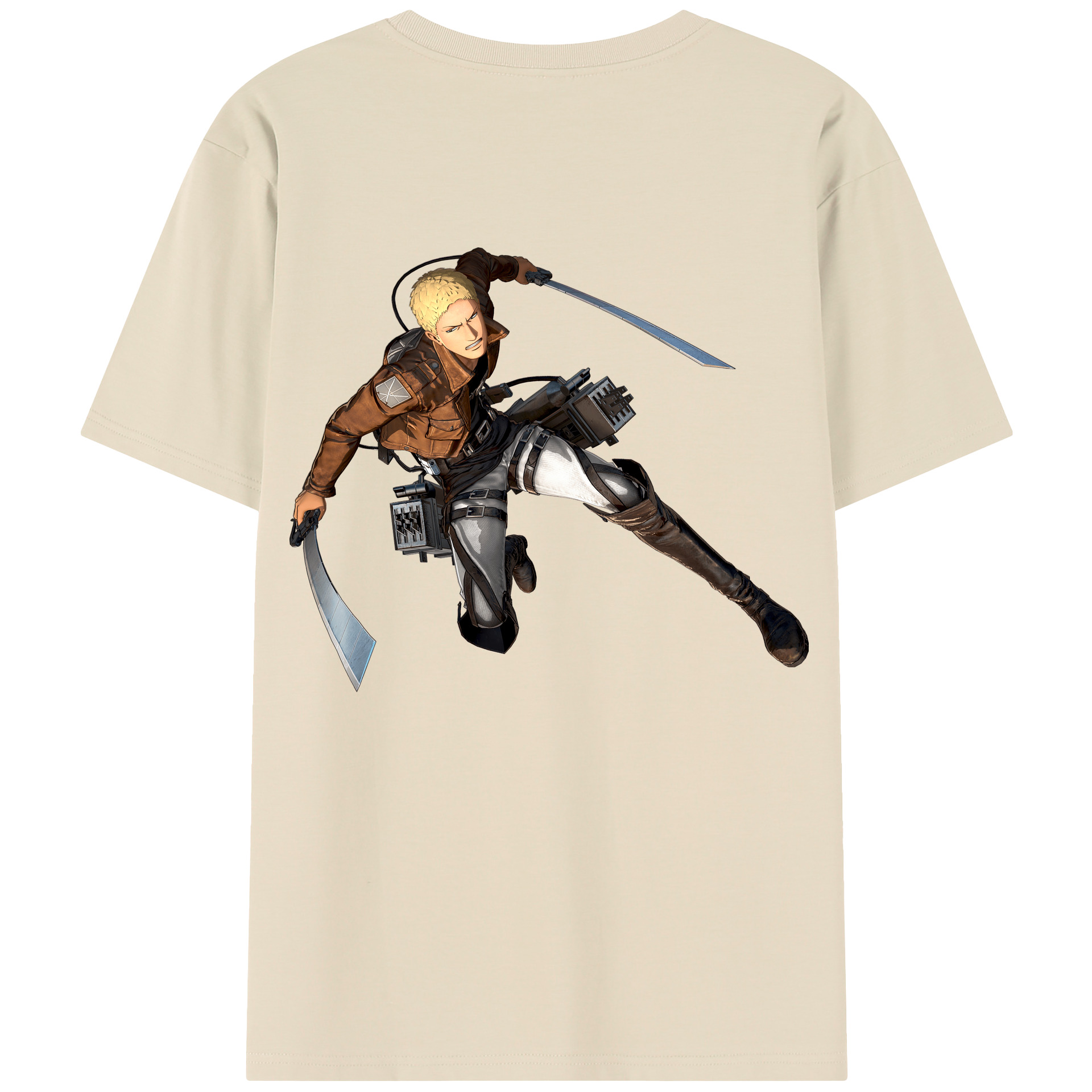 （画像用） 進撃の巨人 ライナー・ブラウン Attack on Titan Reiner Braun 綿100％半袖Tシャツ（背面プリント）