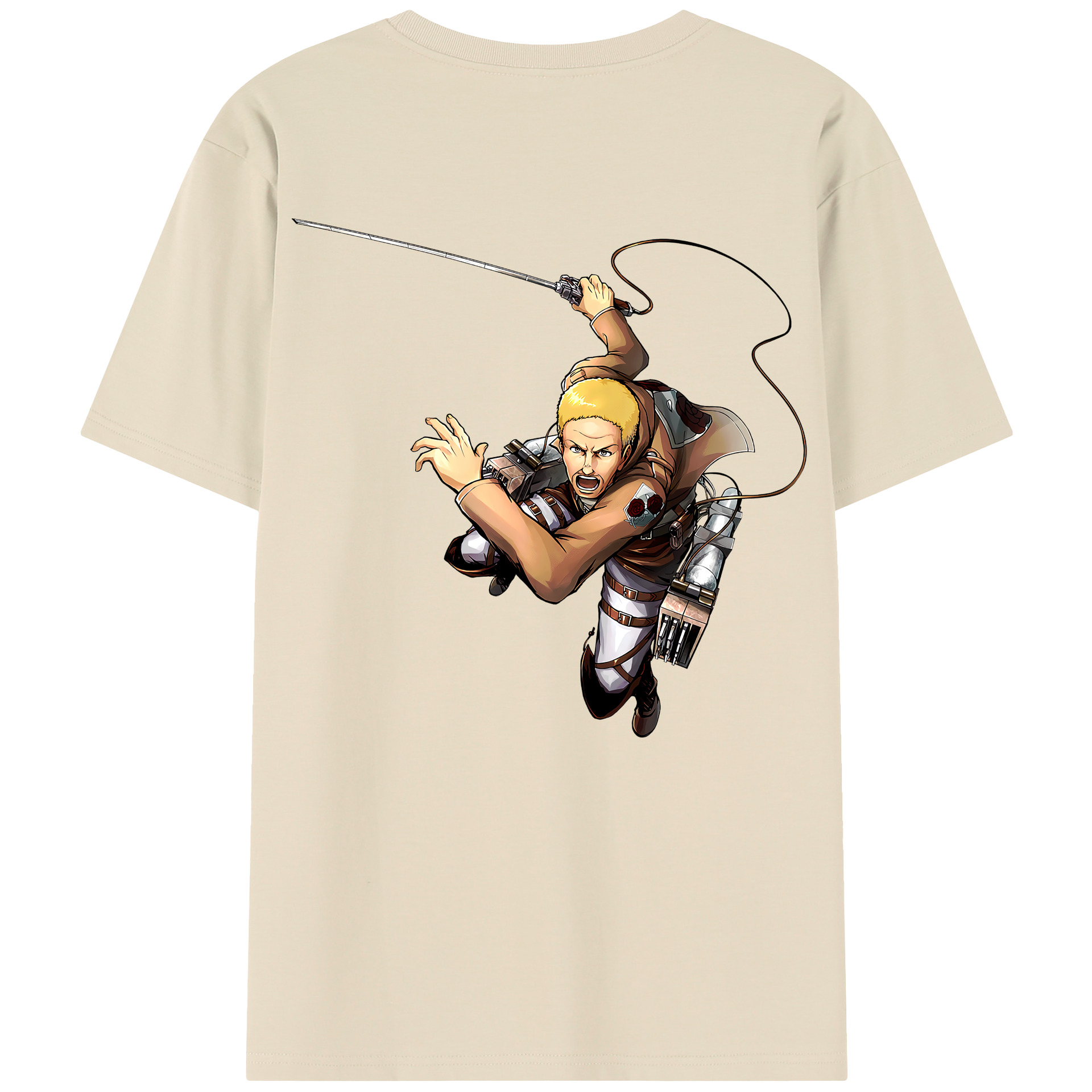 （画像用） 進撃の巨人 ハンネス Attack on Titan Hannes 綿100％半袖Tシャツ（背面プリント）