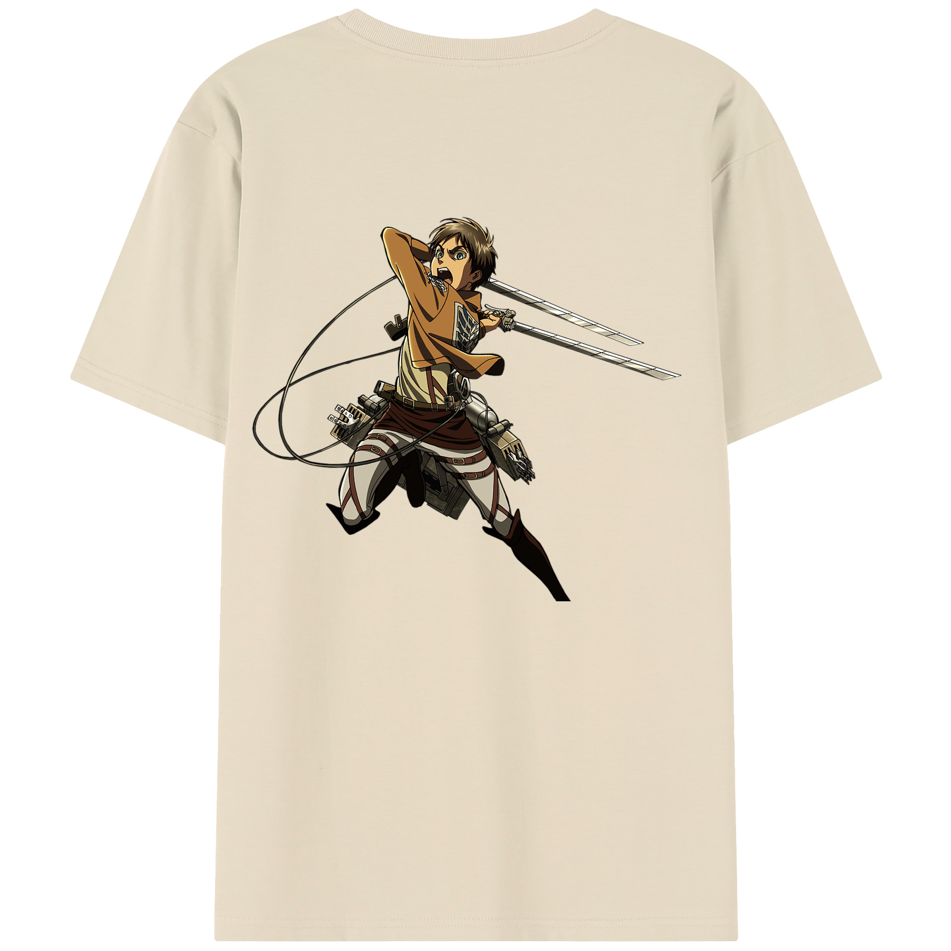 （画像用） 進撃の巨人 エレン･イェーガー Attack on Titan Eren Jäger 綿100％半袖Tシャツ（背面プリント）