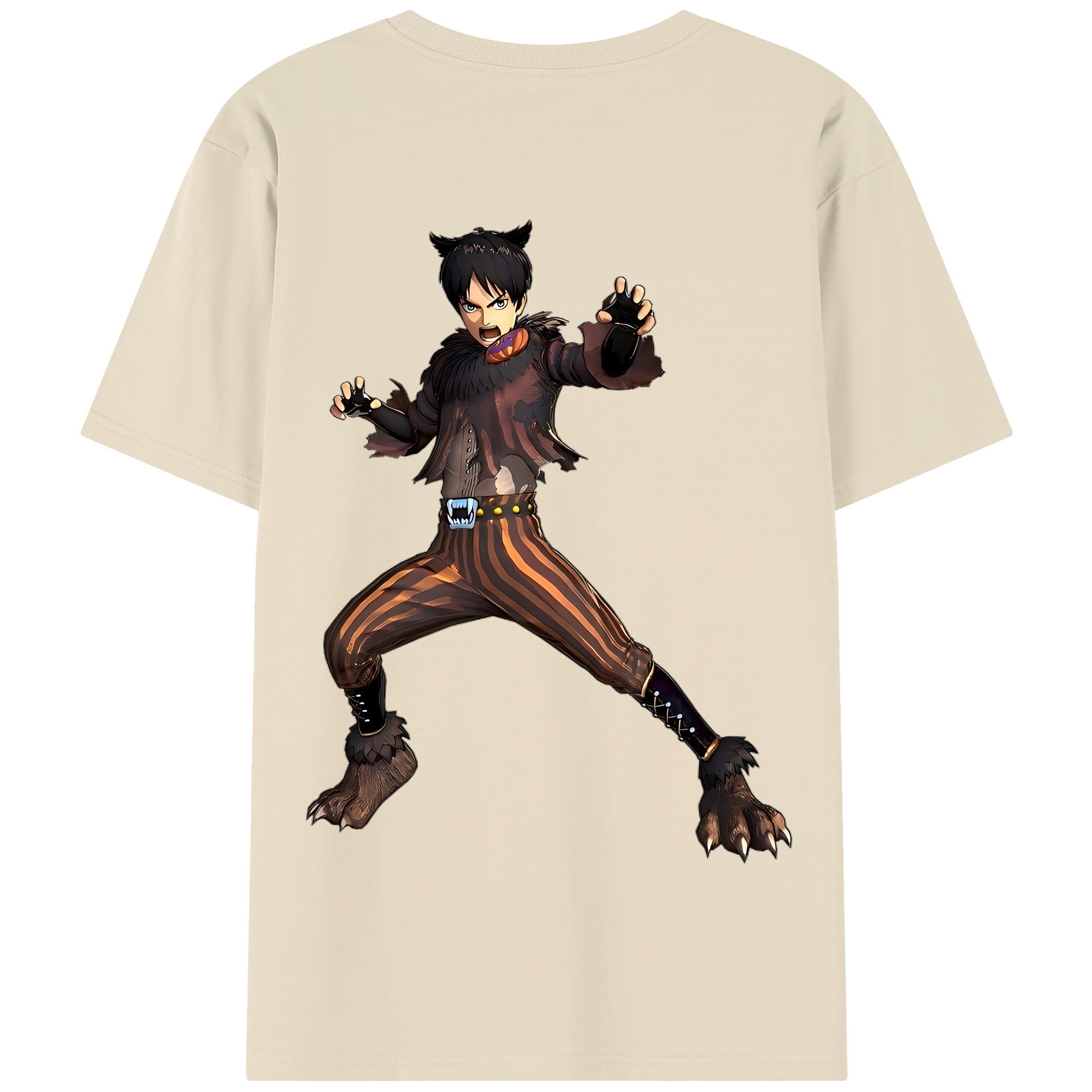 （画像用） 進撃の巨人 エレン･イェーガー Attack on Titan Eren Jäger 綿100％半袖Tシャツ（背面プリント）