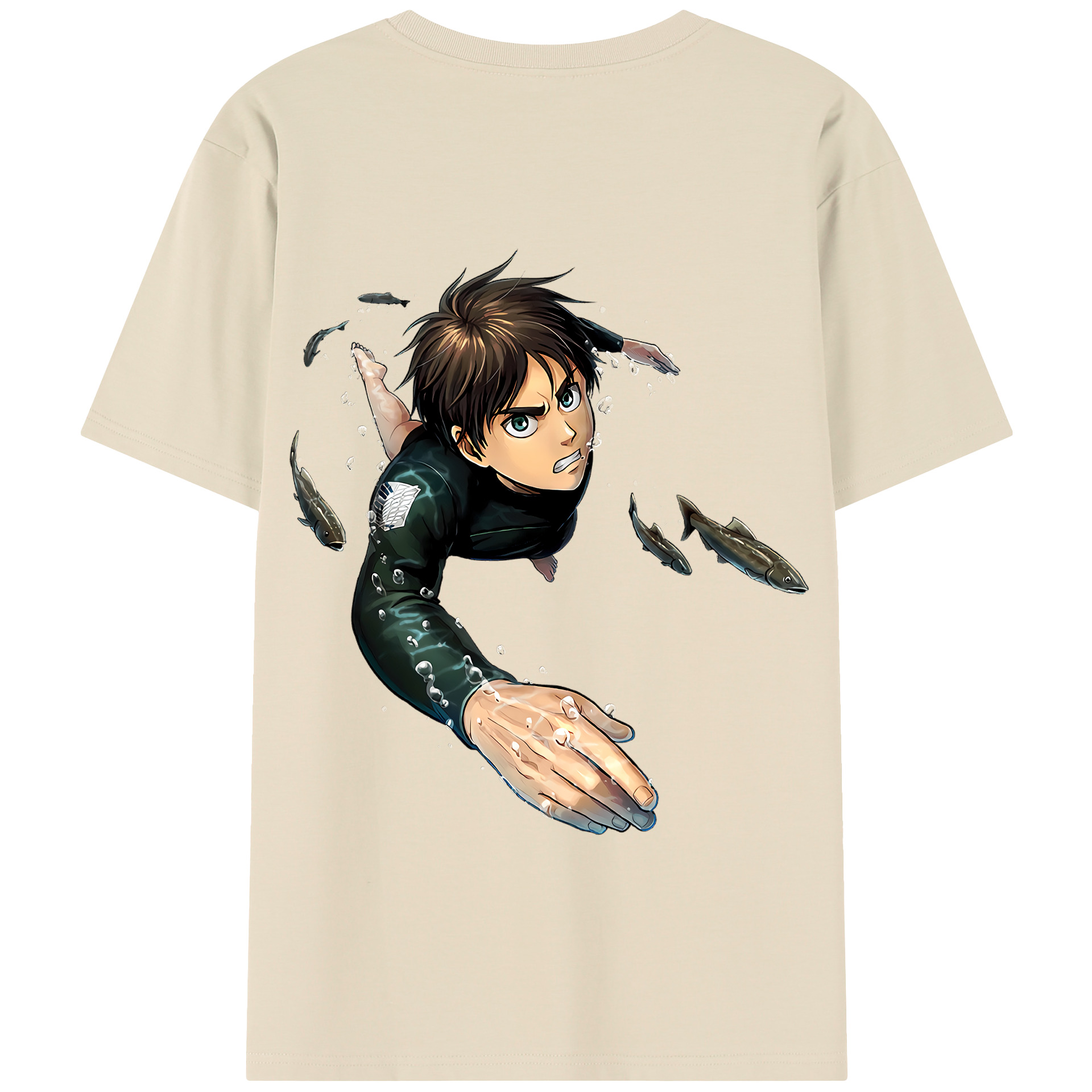 （画像用） 進撃の巨人 エレン･イェーガー Attack on Titan Eren Jäger 綿100％半袖Tシャツ（背面プリント）