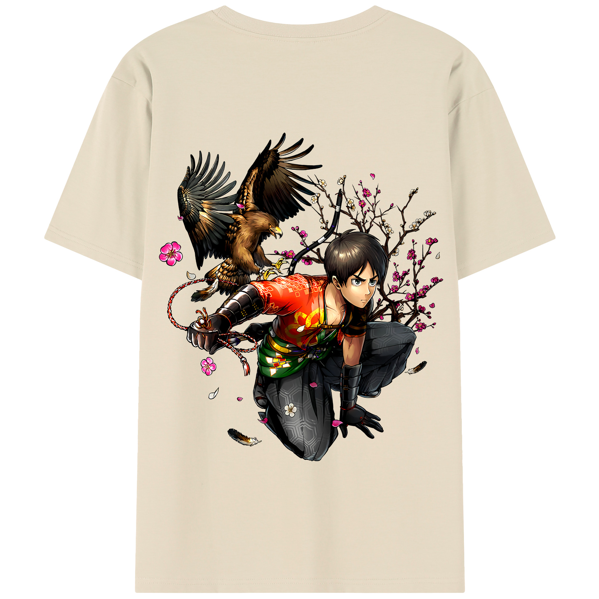 （画像用） 進撃の巨人 エレン･イェーガー Attack on Titan Eren Jäger 綿100％半袖Tシャツ（背面プリント）