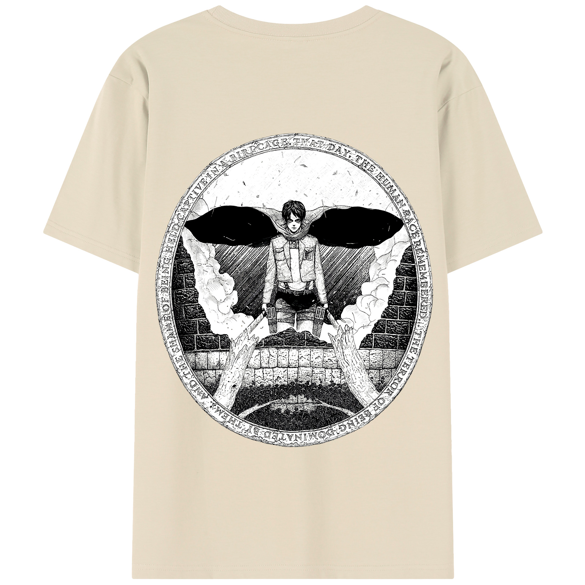 （画像用） 進撃の巨人 エレン･イェーガー Attack on Titan Eren Jäger 綿100％半袖Tシャツ（背面プリント）