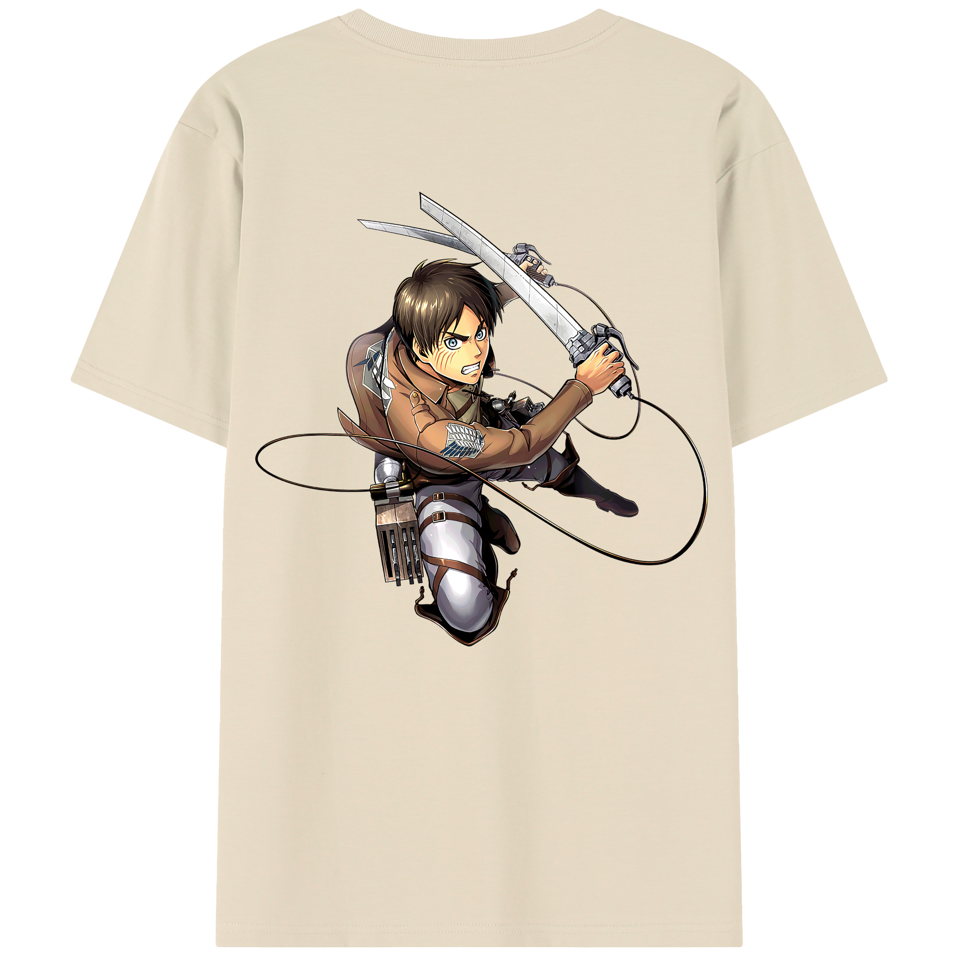 （画像用） 進撃の巨人 エレン･イェーガー Attack on Titan Eren Jäger 綿100％半袖Tシャツ（背面プリント）