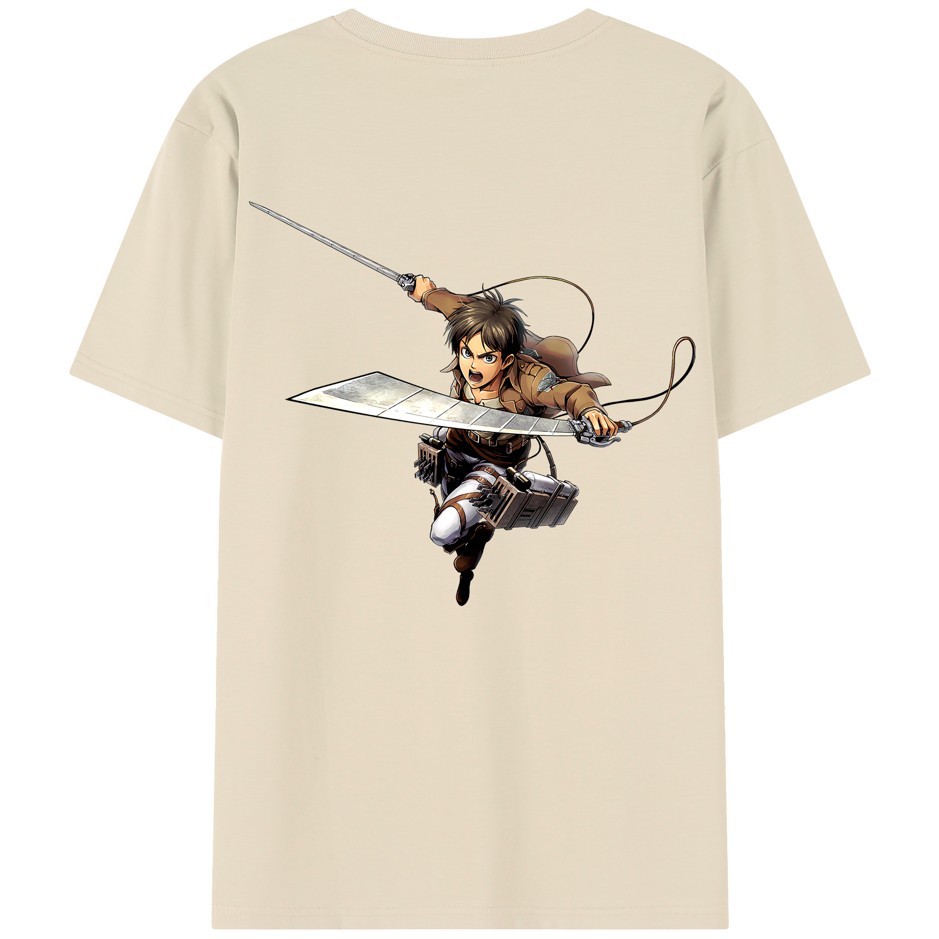 （画像用） 進撃の巨人 エレン･イェーガー Attack on Titan Eren Jäger 綿100％半袖Tシャツ（背面プリント）