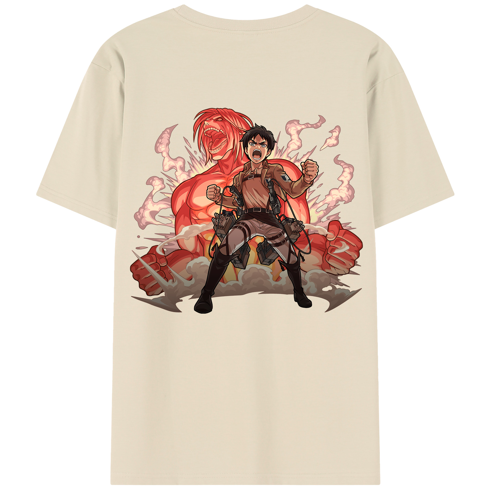 （画像用） 進撃の巨人 エレン･イェーガー Attack on Titan Eren Jäger 綿100％半袖Tシャツ（背面プリント）