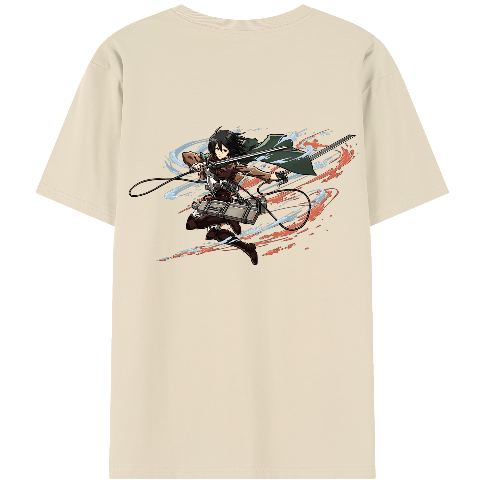 （画像用） 進撃の巨人 ミカサ·アッカーマン Attack on Titan Mikasa Ackerman 綿100％半袖Tシャツ（背面プリント）