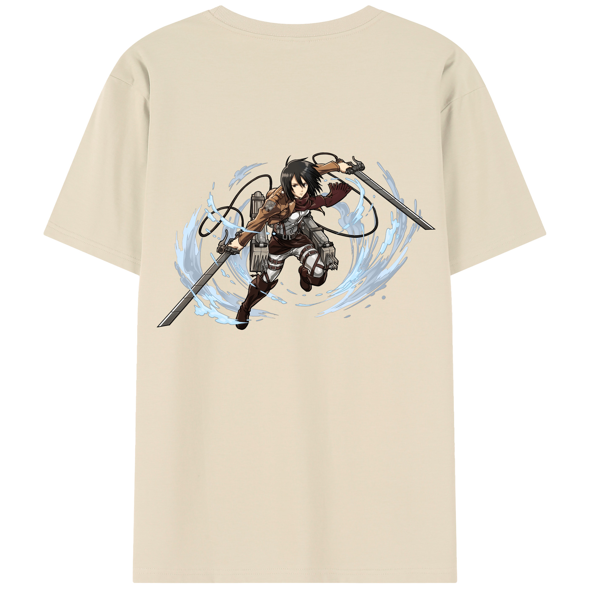 （画像用） 進撃の巨人 ミカサ·アッカーマン Attack on Titan Mikasa Ackerman 綿100％半袖Tシャツ（背面プリント）