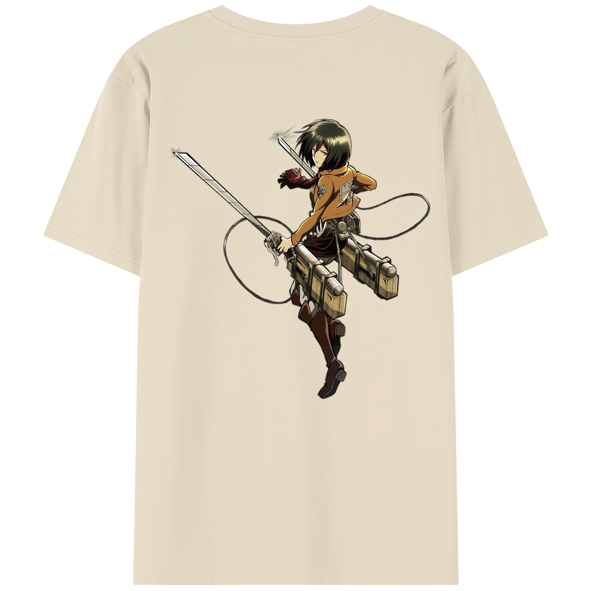 （画像用） 進撃の巨人 ミカサ·アッカーマン Attack on Titan Mikasa Ackerman 綿100％半袖Tシャツ（背面プリント）