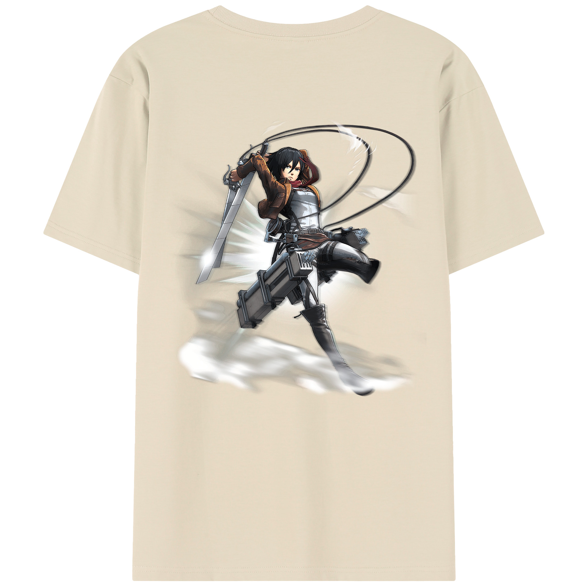（画像用） 進撃の巨人 ミカサ·アッカーマン Attack on Titan Mikasa Ackerman 綿100％半袖Tシャツ（背面プリント）