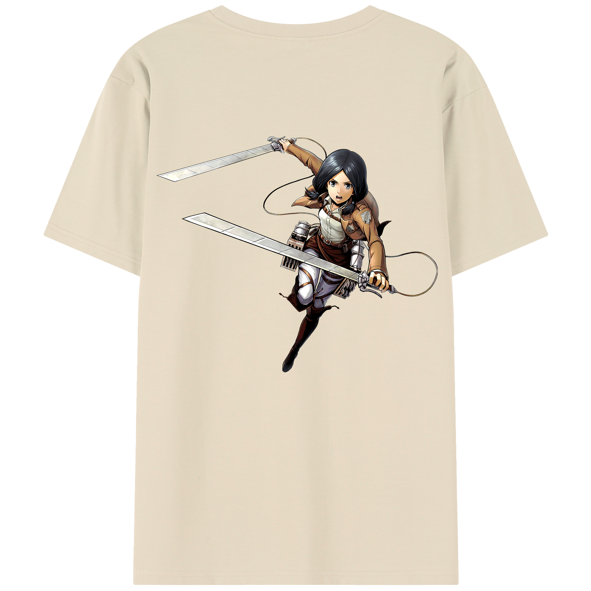 （画像用） 進撃の巨人 ミカサ·アッカーマン Attack on Titan Mikasa Ackerman 綿100％半袖Tシャツ（背面プリント）