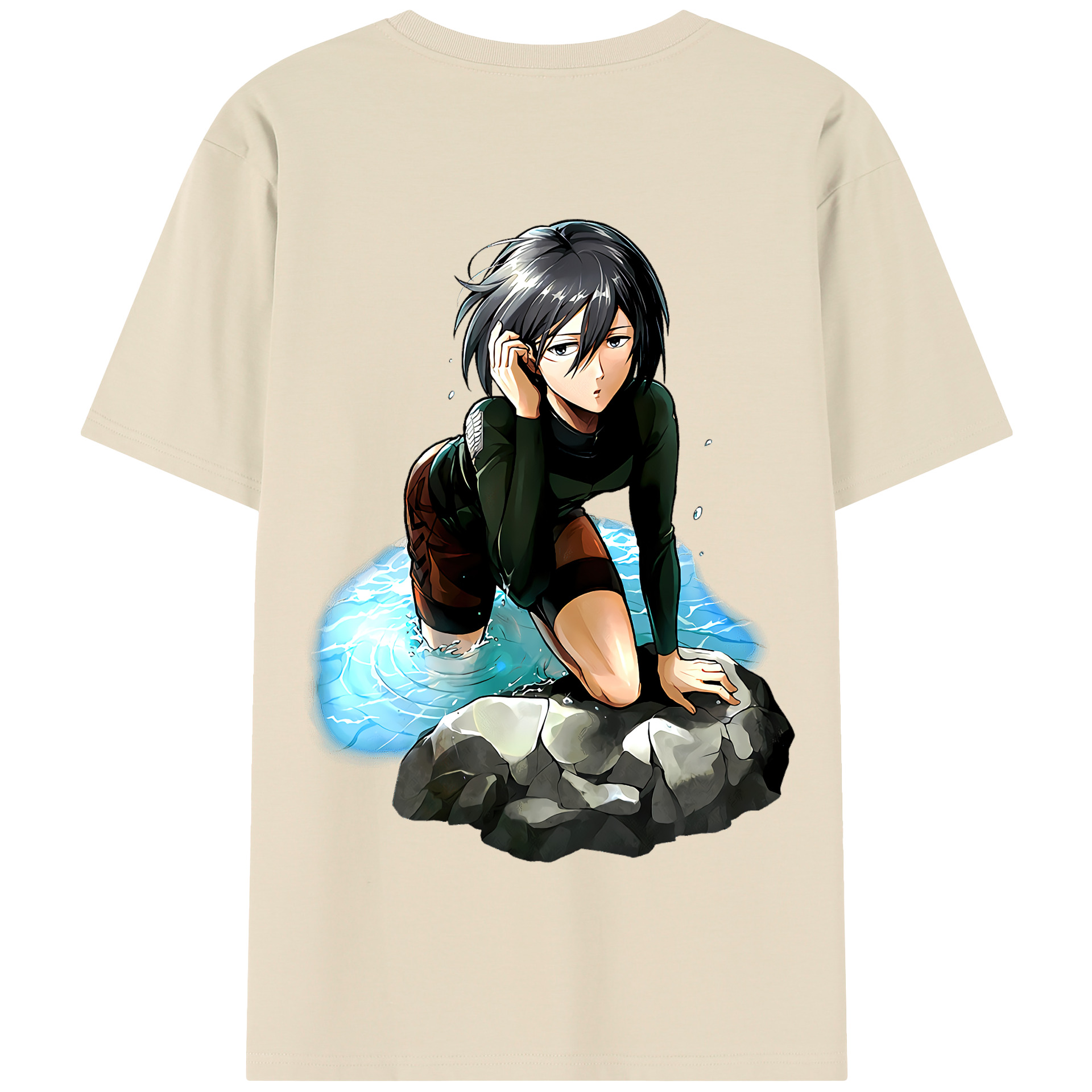（画像用） 進撃の巨人 ミカサ·アッカーマン Attack on Titan Mikasa Ackerman 綿100％半袖Tシャツ（背面プリント）