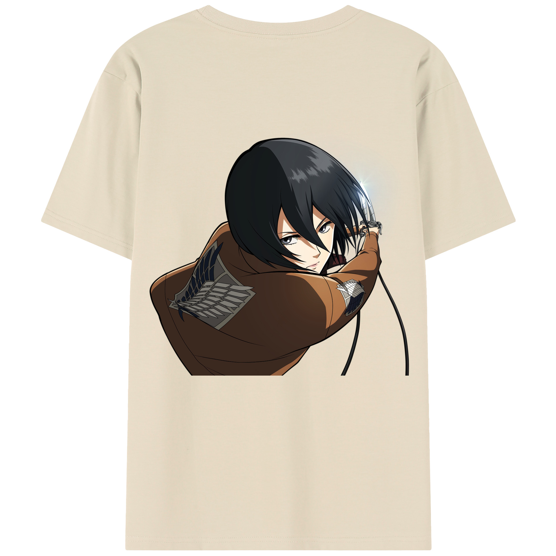 （画像用） 進撃の巨人 ミカサ·アッカーマン Attack on Titan Mikasa Ackerman 綿100％半袖Tシャツ（背面プリント）