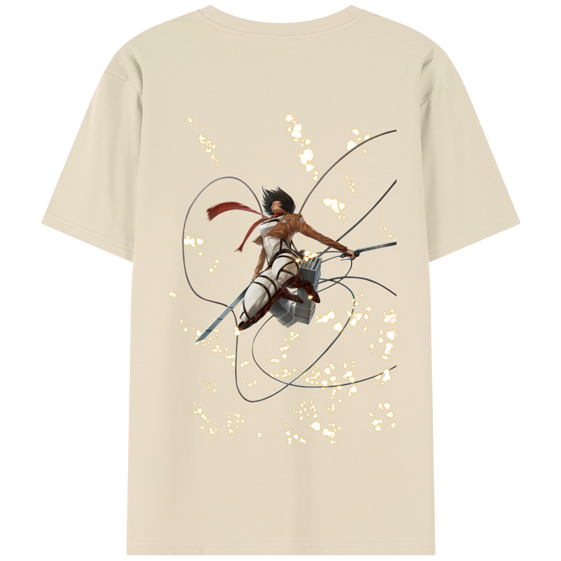 （画像用） 進撃の巨人 ミカサ·アッカーマン Attack on Titan Mikasa Ackerman 綿100％半袖Tシャツ（背面プリント）