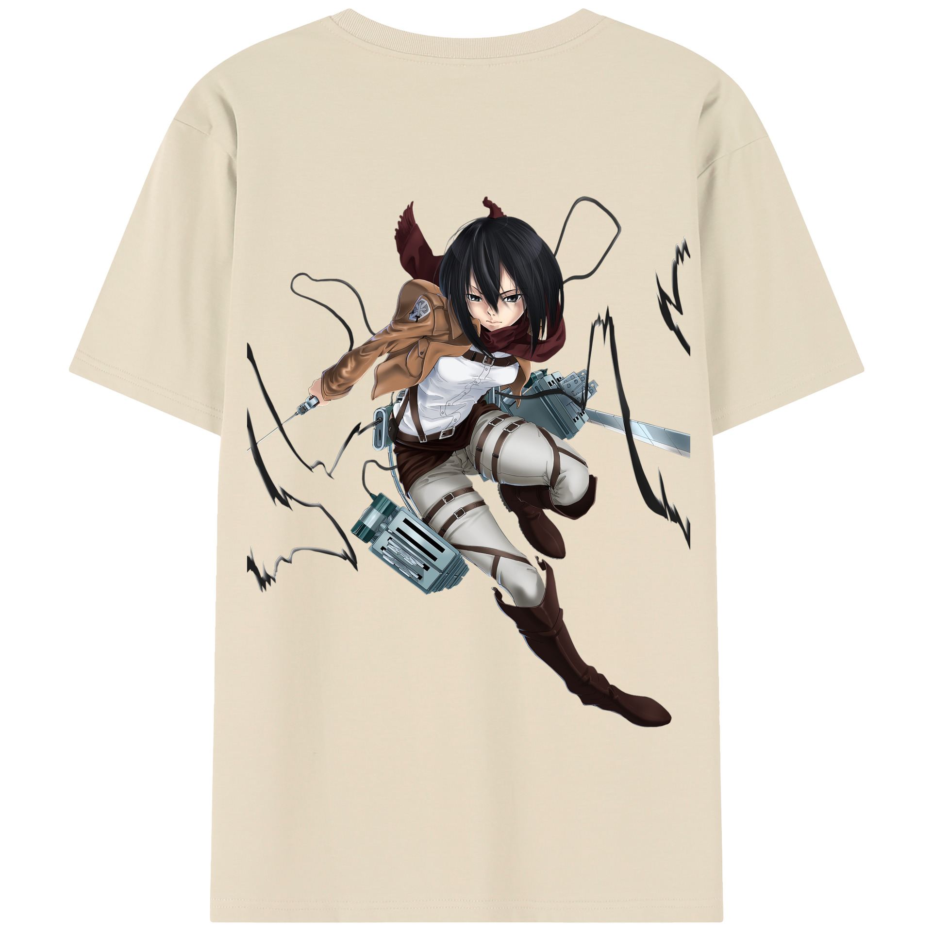 （画像用） 進撃の巨人 ミカサ·アッカーマン Attack on Titan Mikasa Ackerman 綿100％半袖Tシャツ（背面プリント）