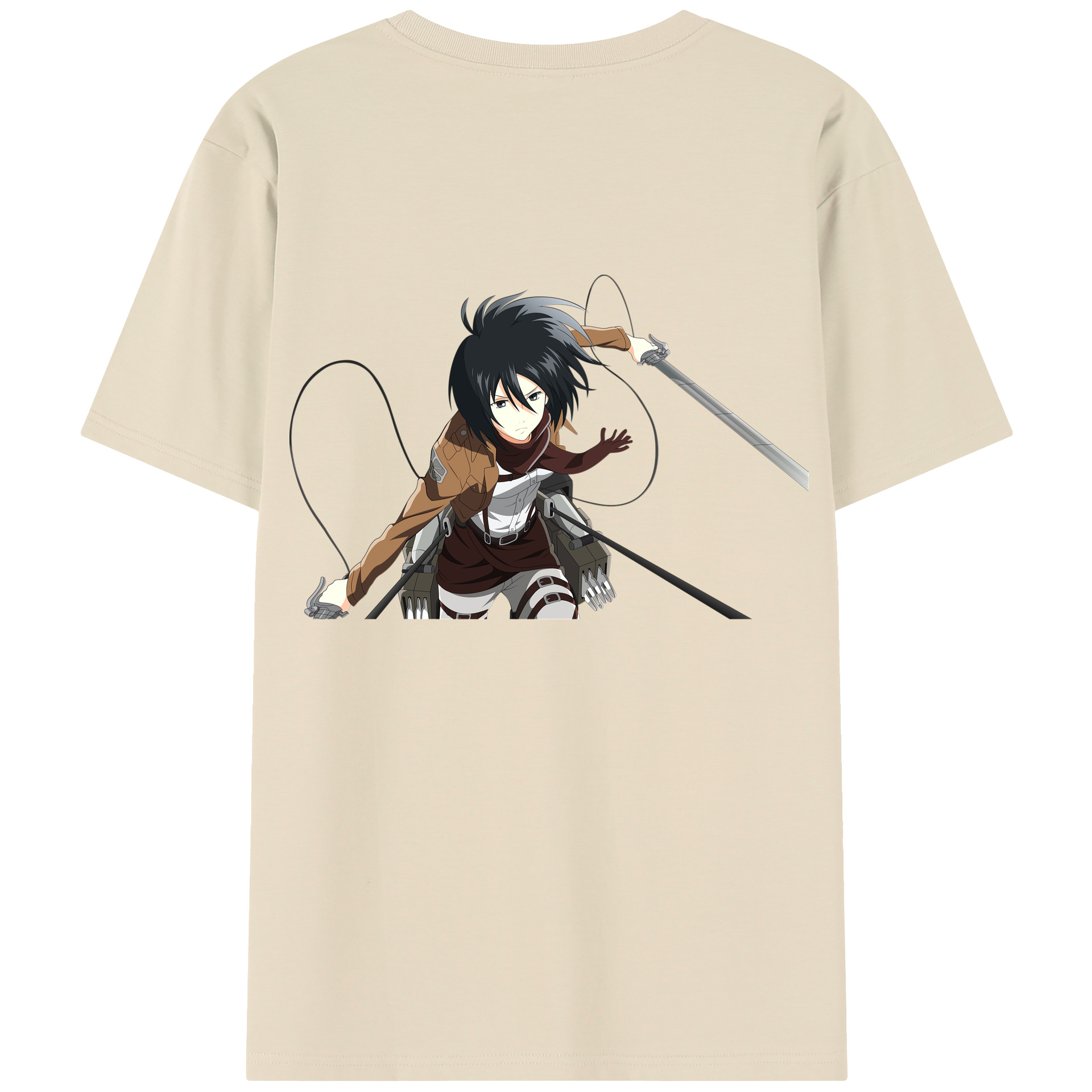 （画像用） 進撃の巨人 ミカサ·アッカーマン Attack on Titan Mikasa Ackerman 綿100％半袖Tシャツ（背面プリント）