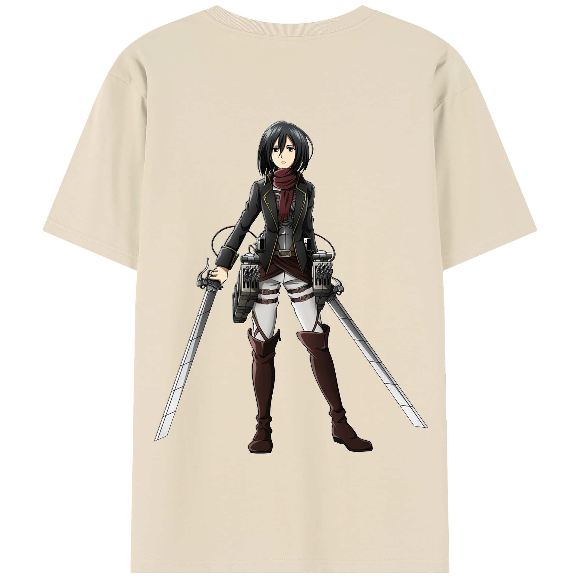 （画像用） 進撃の巨人 ミカサ·アッカーマン Attack on Titan Mikasa Ackerman 綿100％半袖Tシャツ（背面プリント）