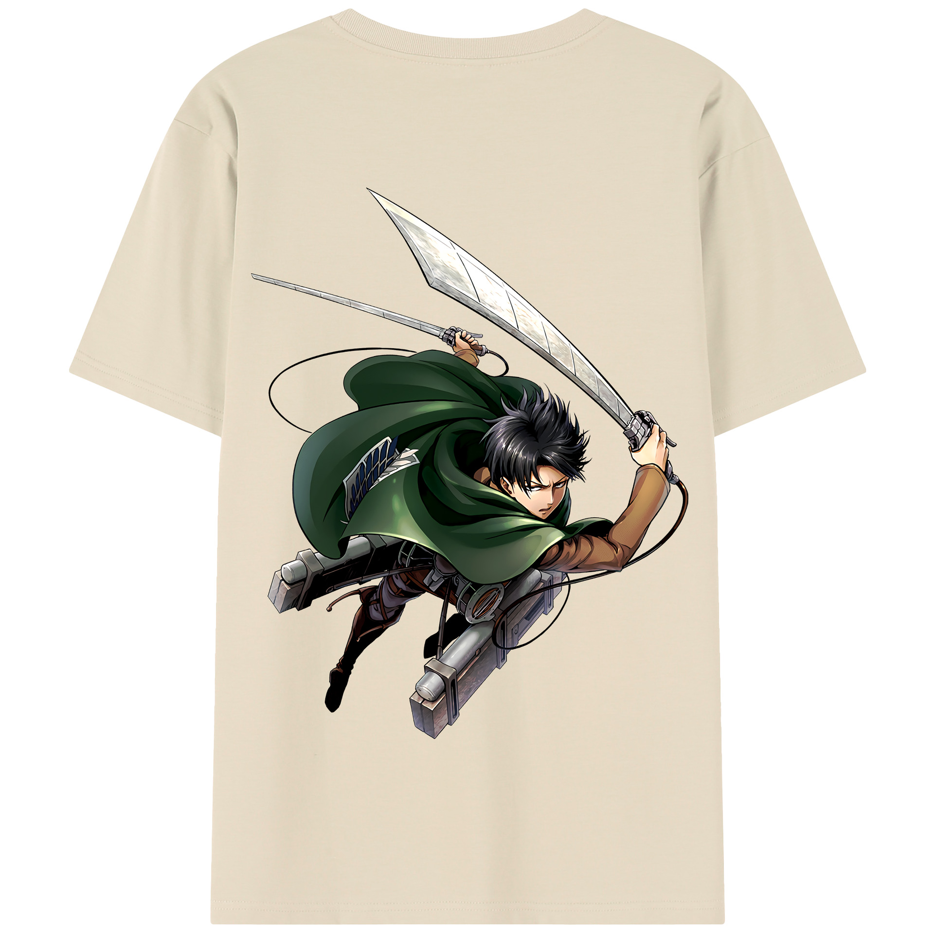（画像用） 進撃の巨人 リヴァイ·アッカーマン Attack on Titan Levi Ackerman 綿100％半袖Tシャツ（背面プリント）