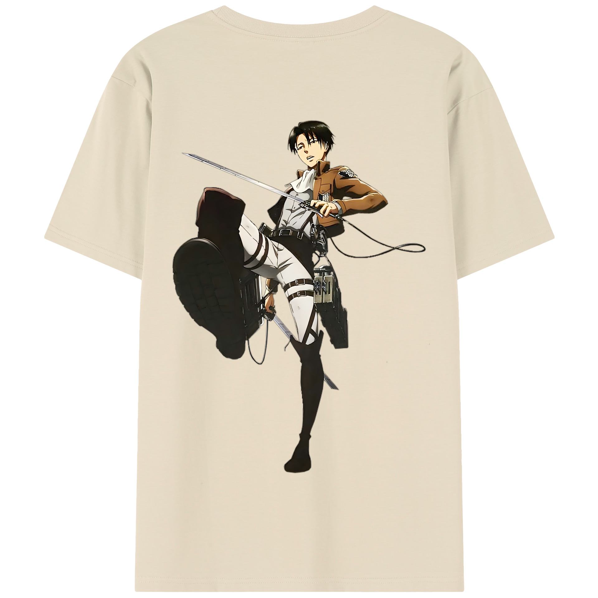 （画像用） 進撃の巨人 リヴァイ·アッカーマン Attack on Titan Levi Ackerman 綿100％半袖Tシャツ（背面プリント）