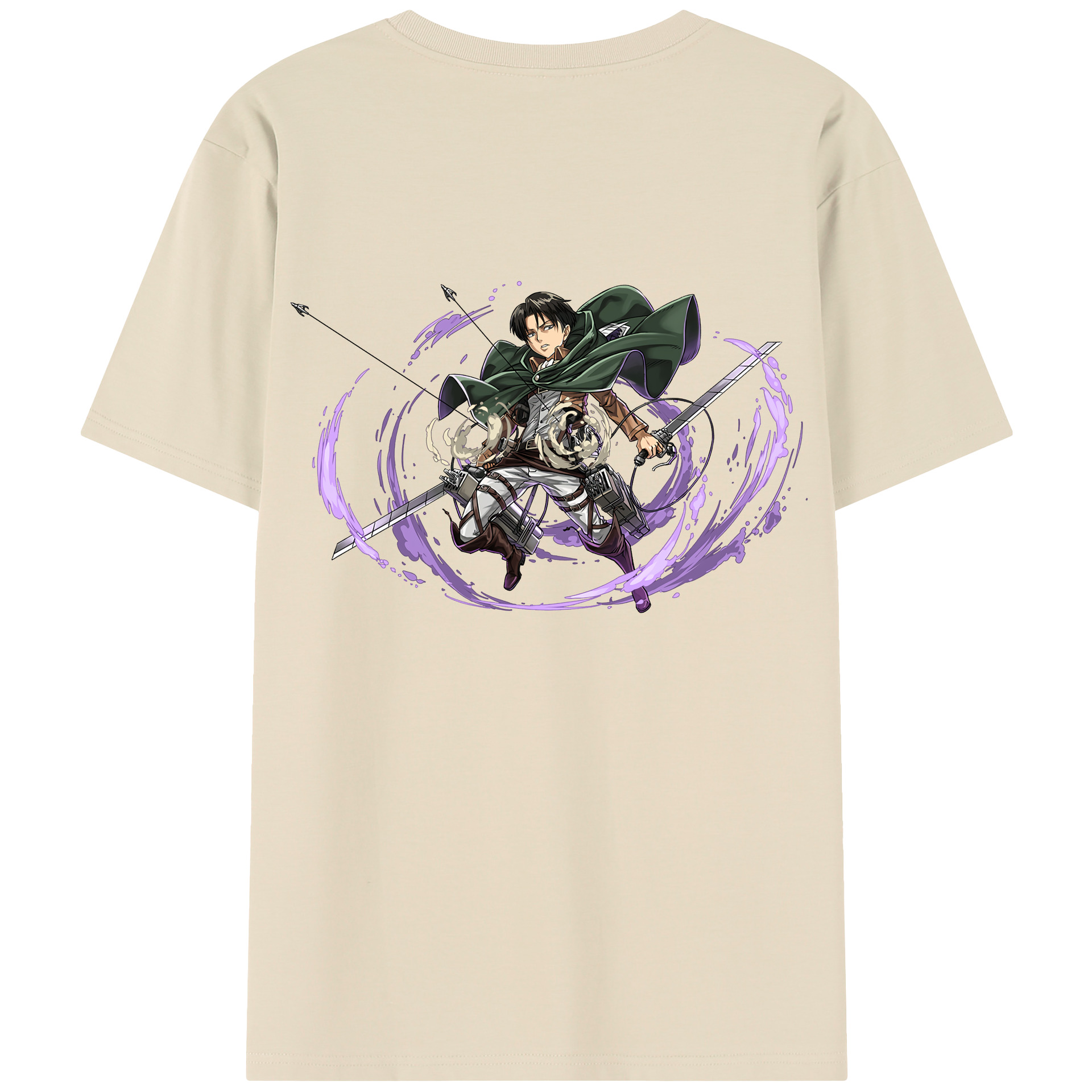 （画像用） 進撃の巨人 リヴァイ·アッカーマン Attack on Titan Levi Ackerman 綿100％半袖Tシャツ（背面プリント）