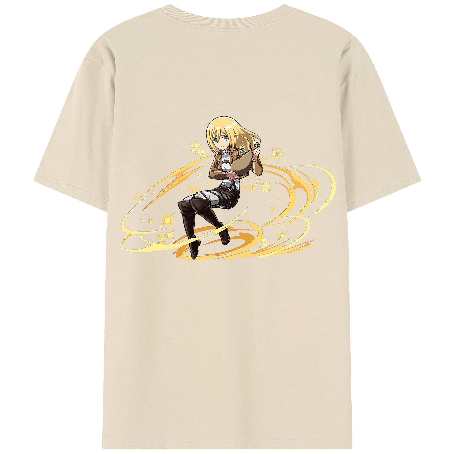 （画像用） 進撃の巨人 クリスタ·レンズ Attack on Titan Christa Lenz 綿100％半袖Tシャツ（背面プリント）