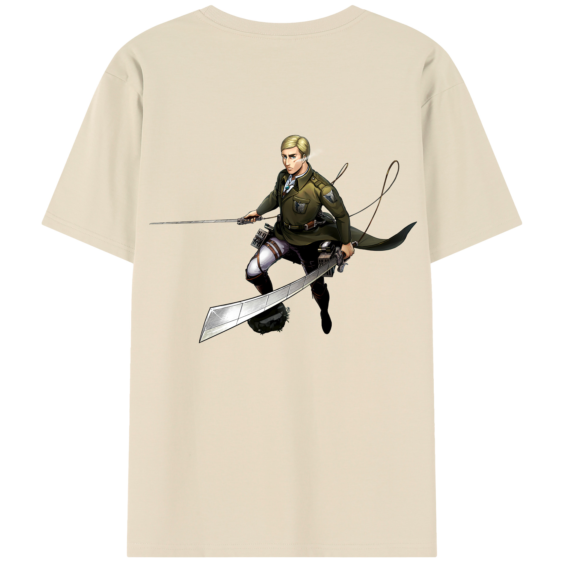 （画像用） 進撃の巨人 エルヴィン・スミス Attack on Titan Erwin Smith 綿100％半袖Tシャツ（背面プリント）