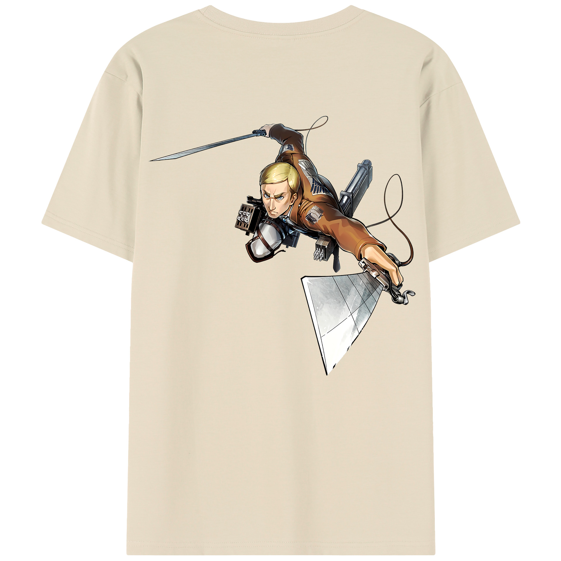 （画像用） 進撃の巨人 エルヴィン・スミス Attack on Titan Erwin Smith 綿100％半袖Tシャツ（背面プリント）