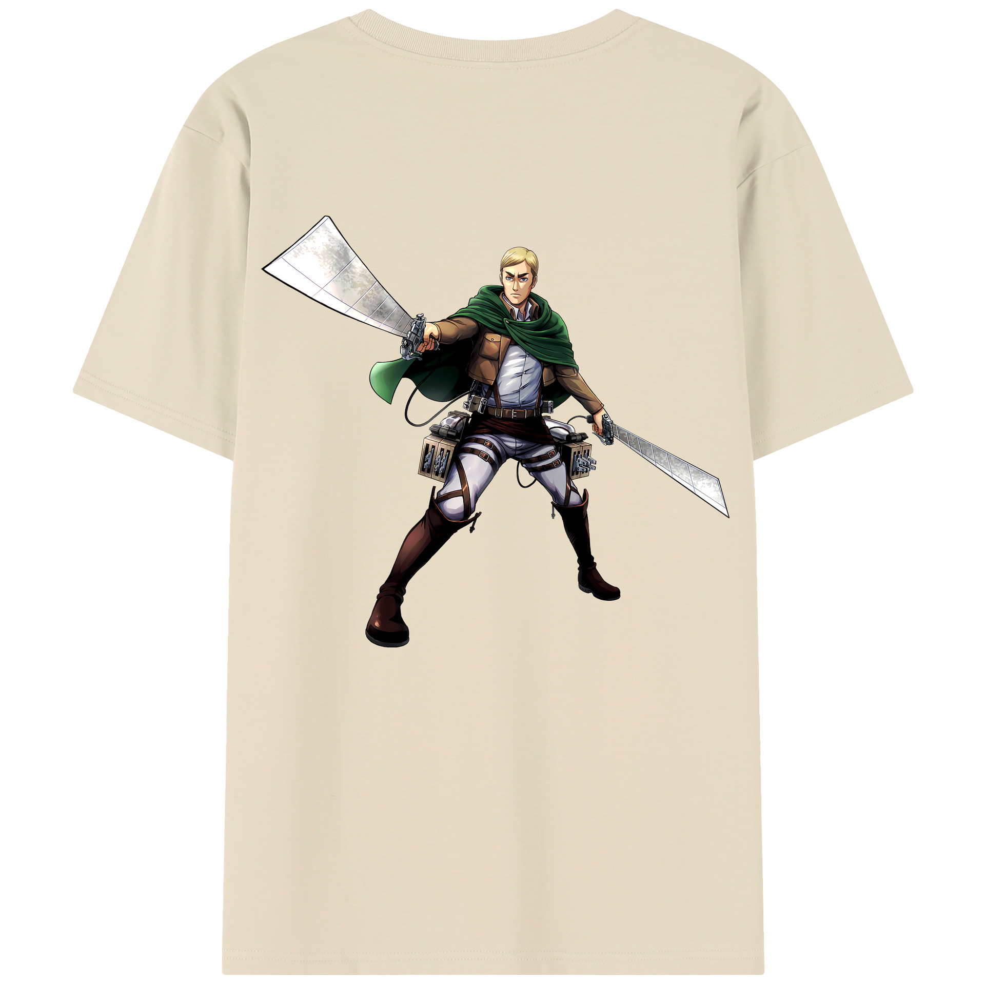 （画像用） 進撃の巨人 エルヴィン・スミス Attack on Titan Erwin Smith 綿100％半袖Tシャツ（背面プリント）