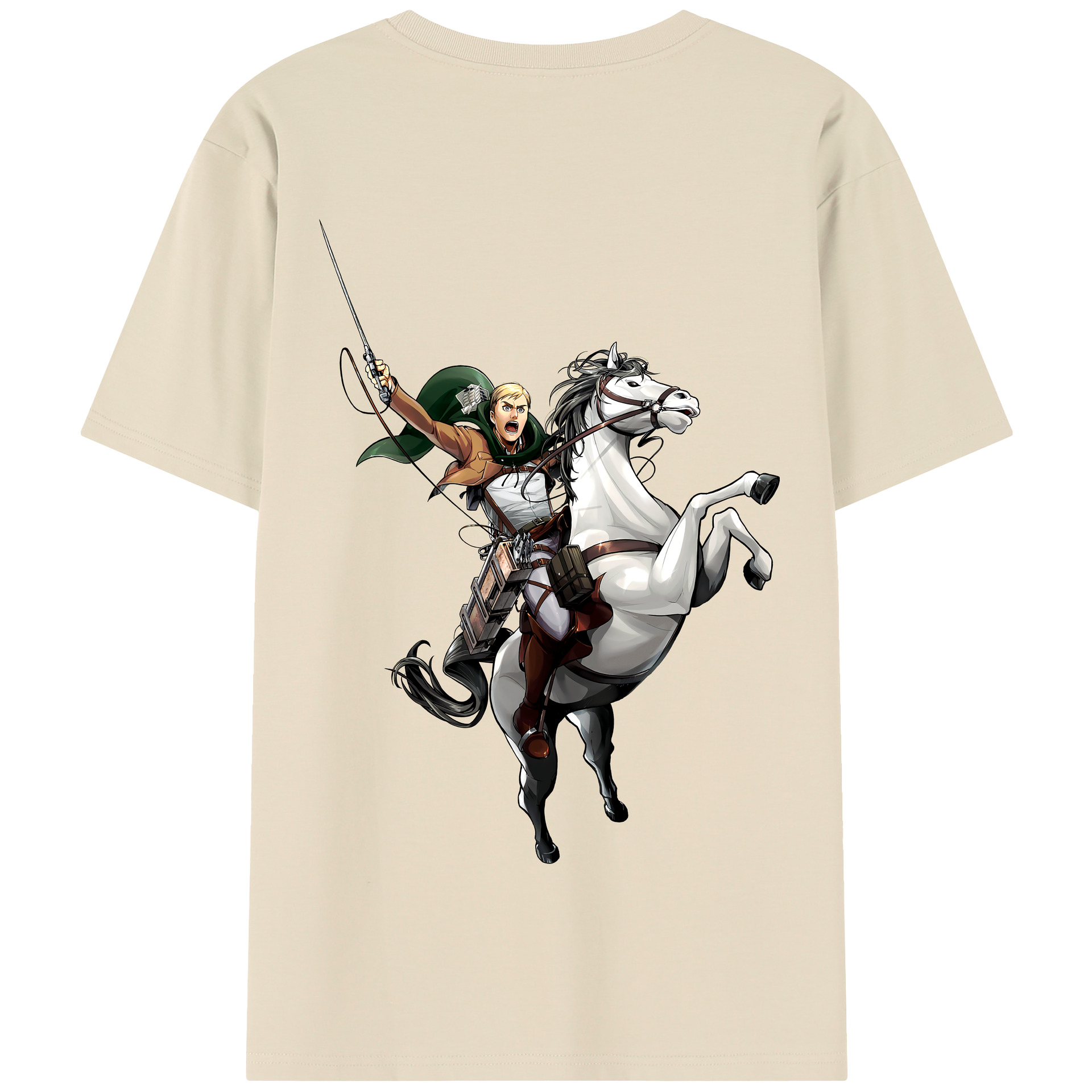 （画像用） 進撃の巨人 エルヴィン・スミス Attack on Titan Erwin Smith 綿100％半袖Tシャツ（背面プリント）