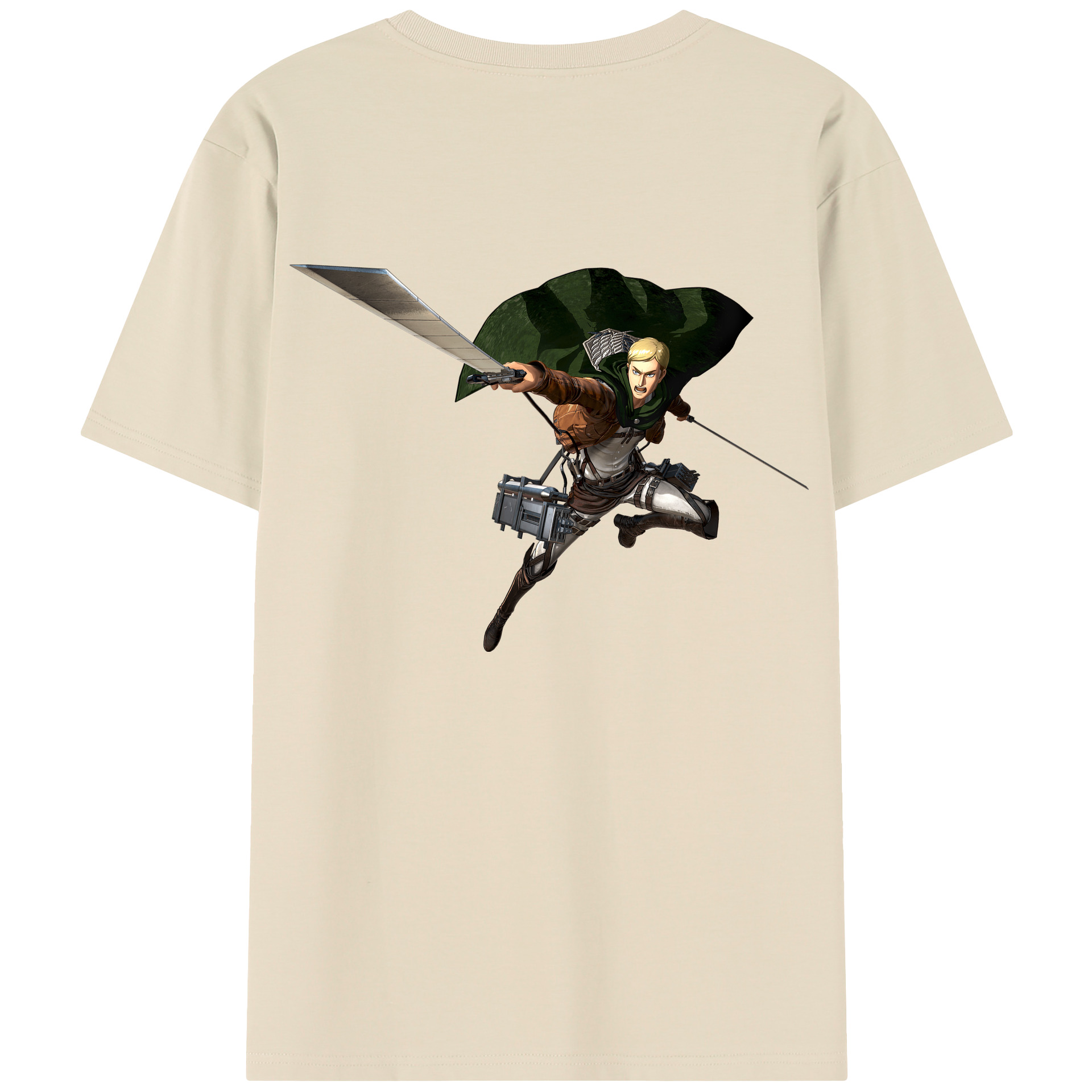 （画像用） 進撃の巨人 エルヴィン・スミス Attack on Titan Erwin Smith 綿100％半袖Tシャツ（背面プリント）
