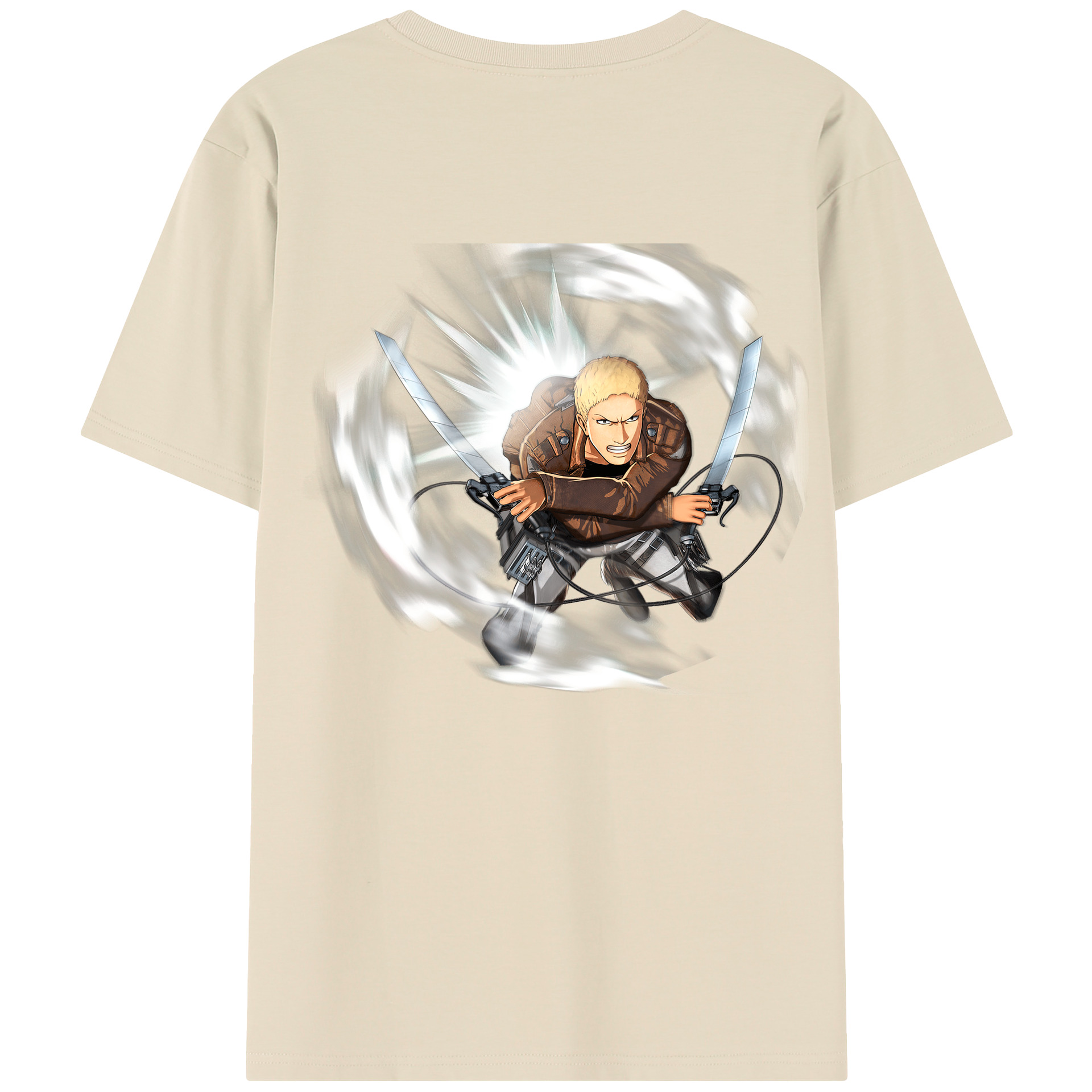 （画像用） 進撃の巨人 ライナー・ブラウン Attack on Titan Reiner Braun 綿100％半袖Tシャツ（背面プリント）
