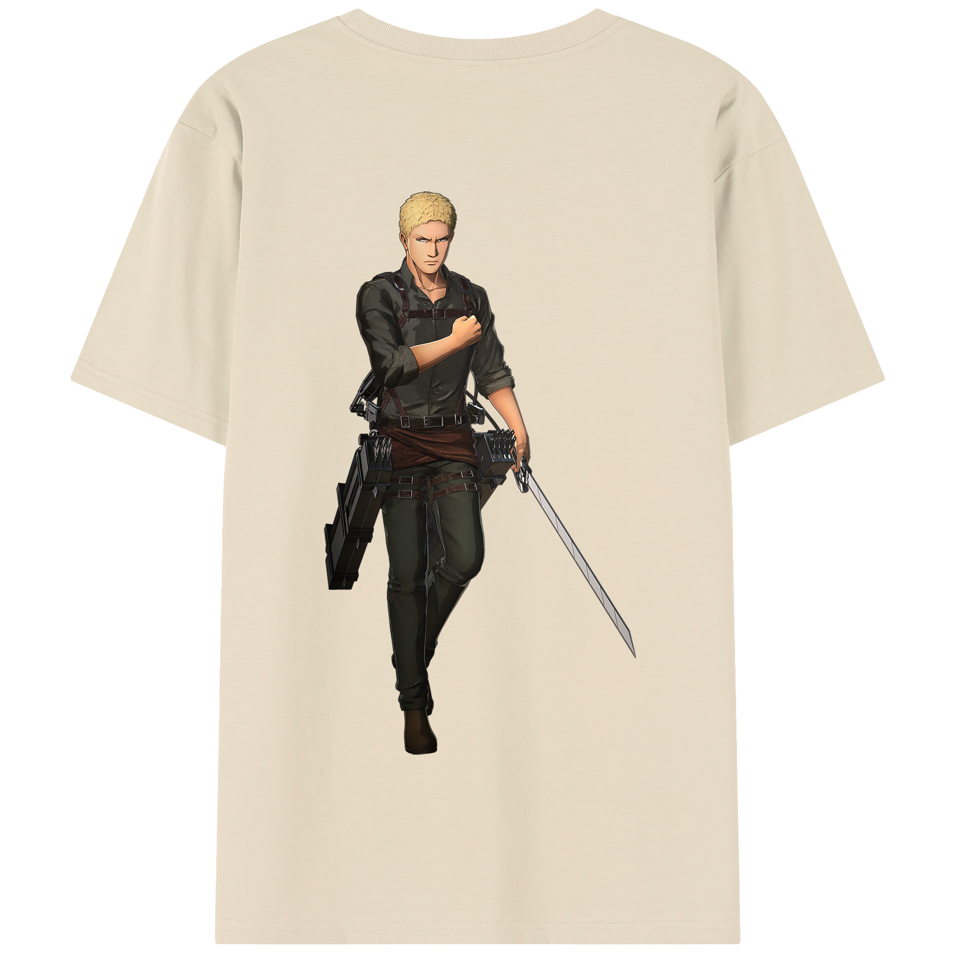 （画像用） 進撃の巨人 ライナー・ブラウン Attack on Titan Reiner Braun 綿100％半袖Tシャツ（背面プリント）