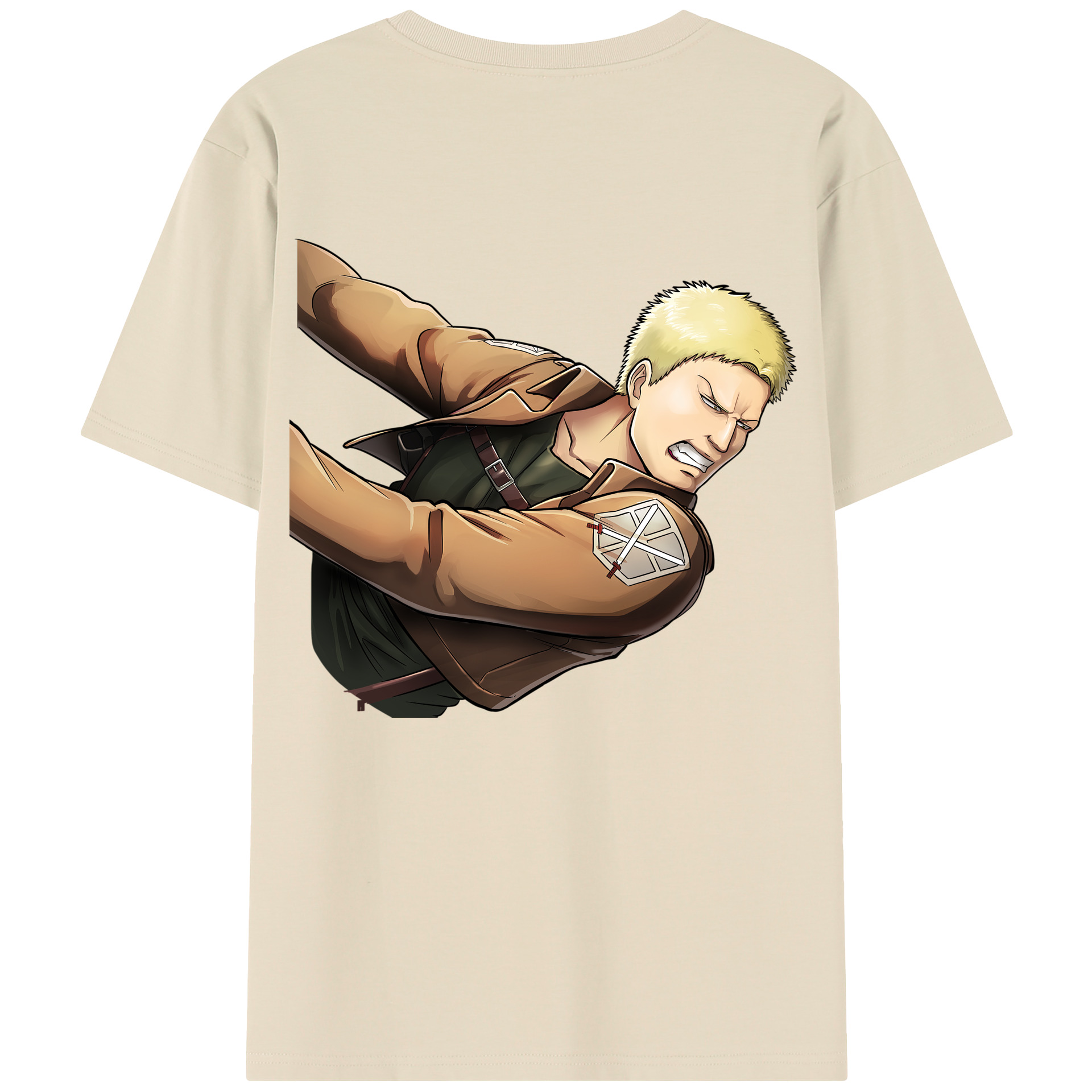 （画像用） 進撃の巨人 ライナー・ブラウン Attack on Titan Reiner Braun 綿100％半袖Tシャツ（背面プリント）