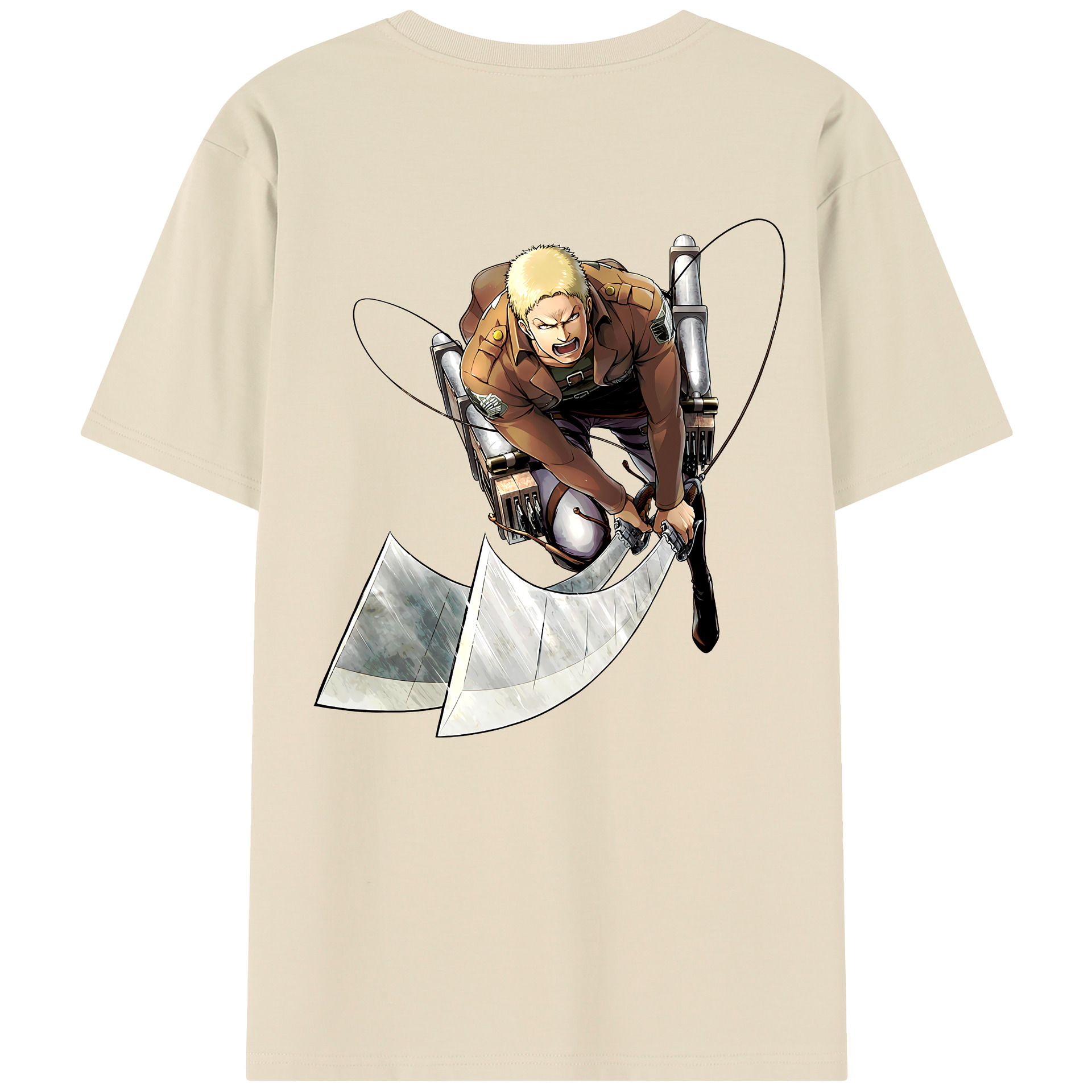 （画像用） 進撃の巨人 ライナー・ブラウン Attack on Titan Reiner Braun 綿100％半袖Tシャツ（背面プリント）