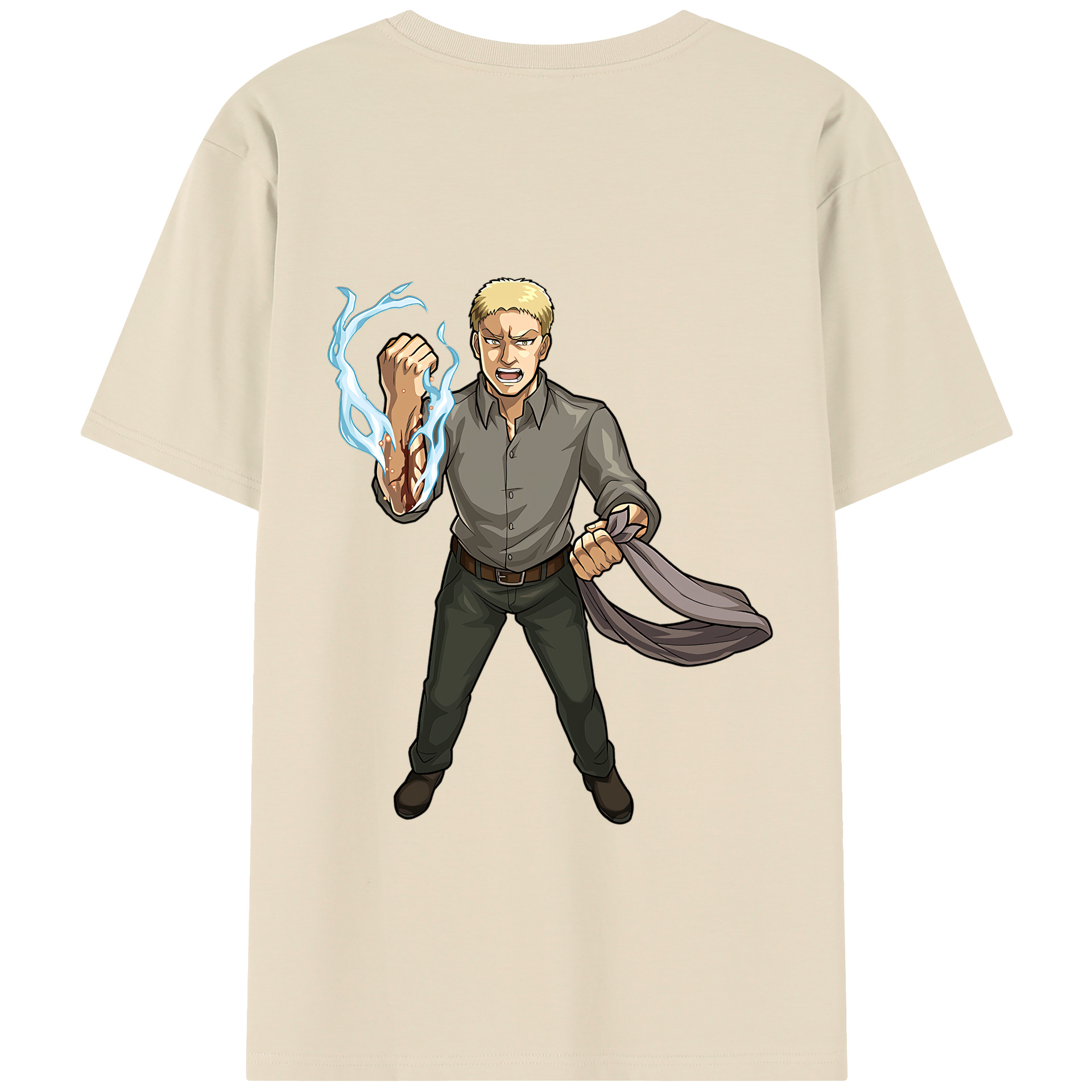 （画像用） 進撃の巨人 ライナー・ブラウン Attack on Titan Reiner Braun 綿100％半袖Tシャツ（背面プリント）