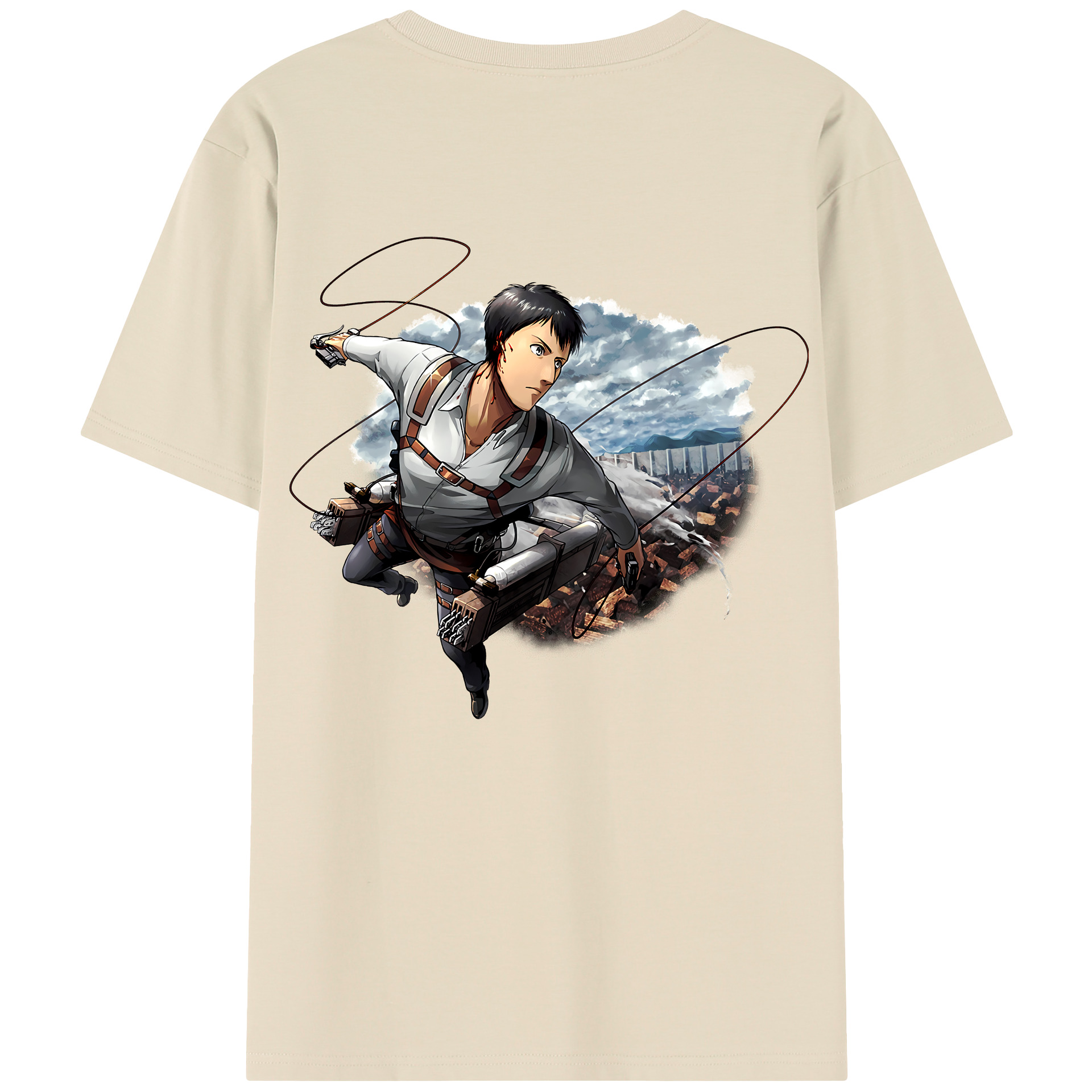 （画像用） 進撃の巨人 ベルトルト・フーバー Attack on Titan Bertholdt Hoover 綿100％半袖Tシャツ（背面プリント）