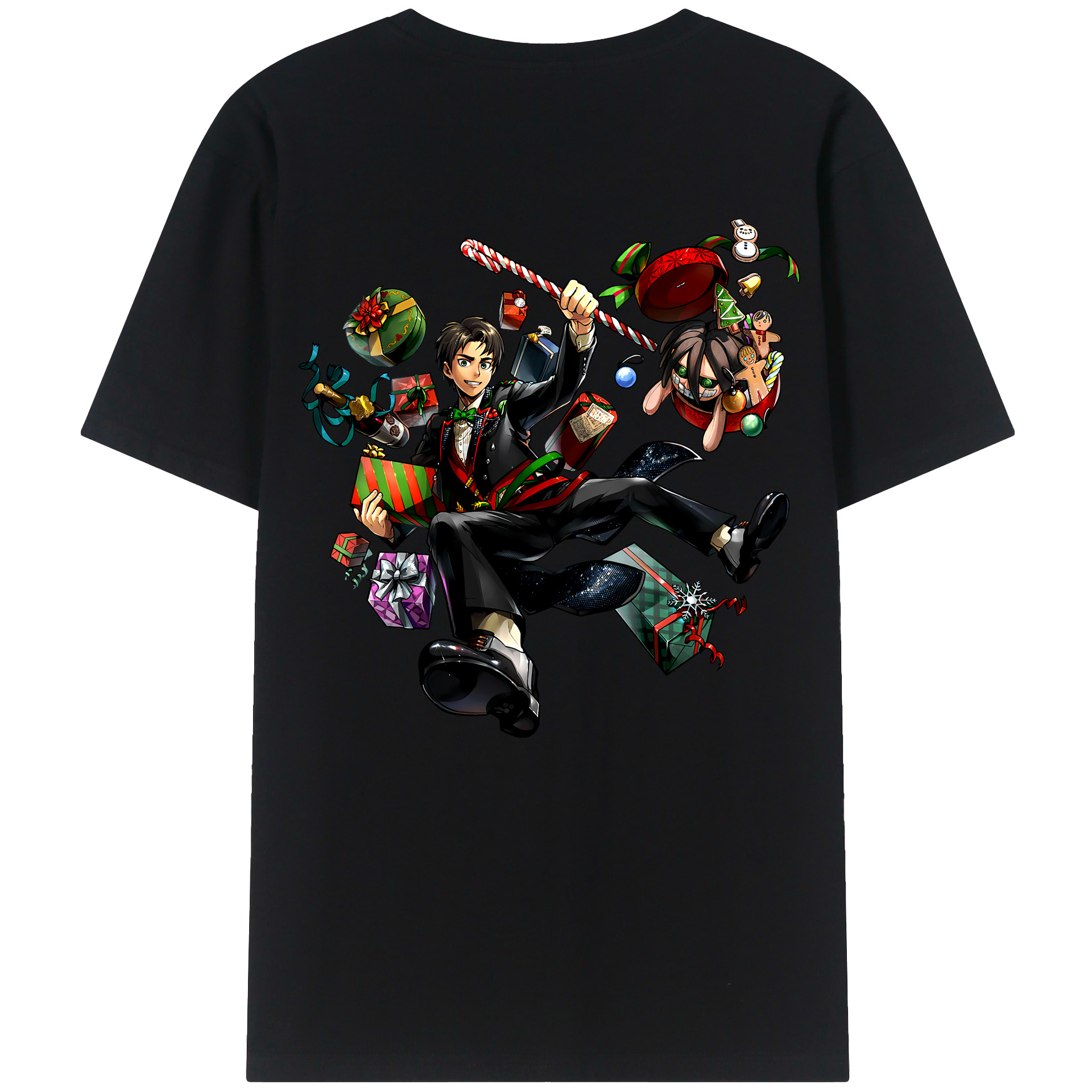 （画像用） 進撃の巨人 エレン･イェーガー Attack on Titan Eren Jäger 綿100％半袖Tシャツ（背面プリント）