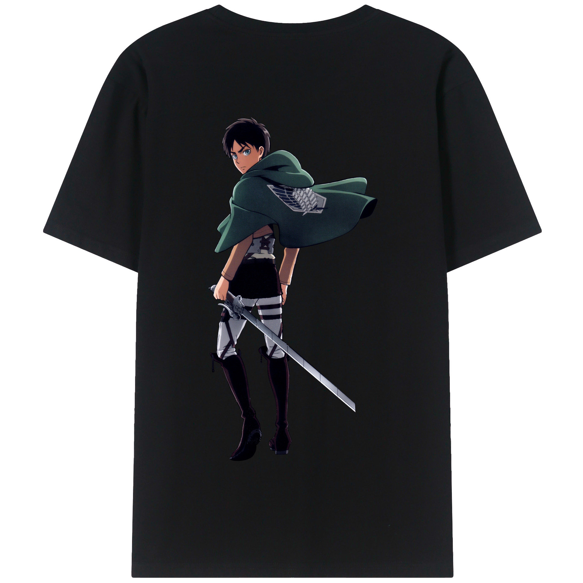 （画像用） 進撃の巨人 エレン･イェーガー Attack on Titan Eren Jäger 綿100％半袖Tシャツ（背面プリント）