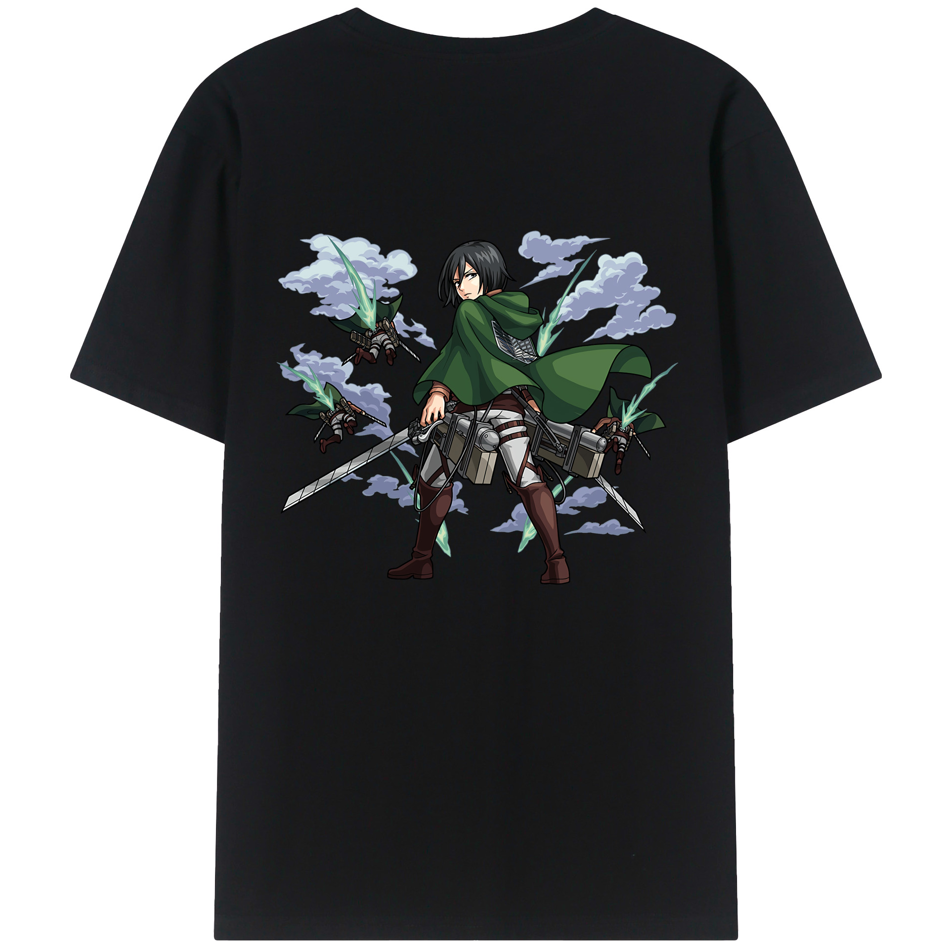（画像用） 進撃の巨人 ミカサ·アッカーマン Attack on Titan Mikasa Ackerman 綿100％半袖Tシャツ（背面プリント）