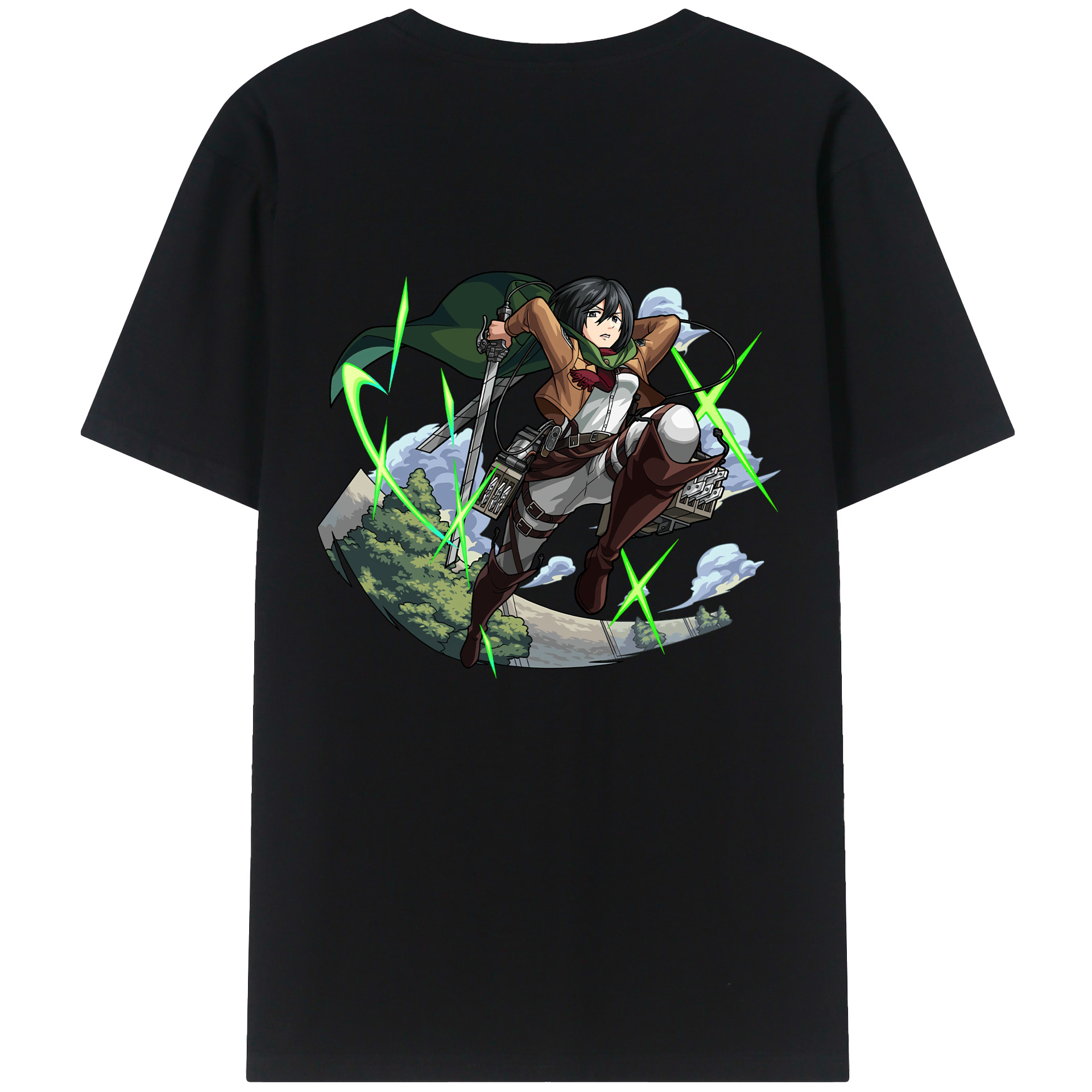 （画像用） 進撃の巨人 ミカサ·アッカーマン Attack on Titan Mikasa Ackerman 綿100％半袖Tシャツ（背面プリント）