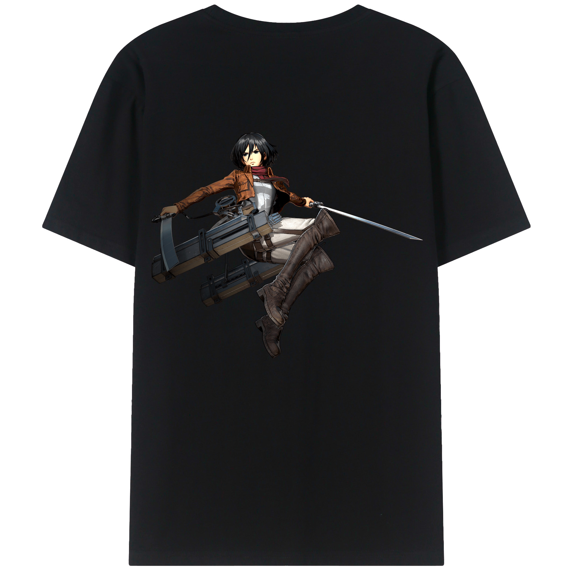 （画像用） 進撃の巨人 ミカサ·アッカーマン Attack on Titan Mikasa Ackerman 綿100％半袖Tシャツ（背面プリント）