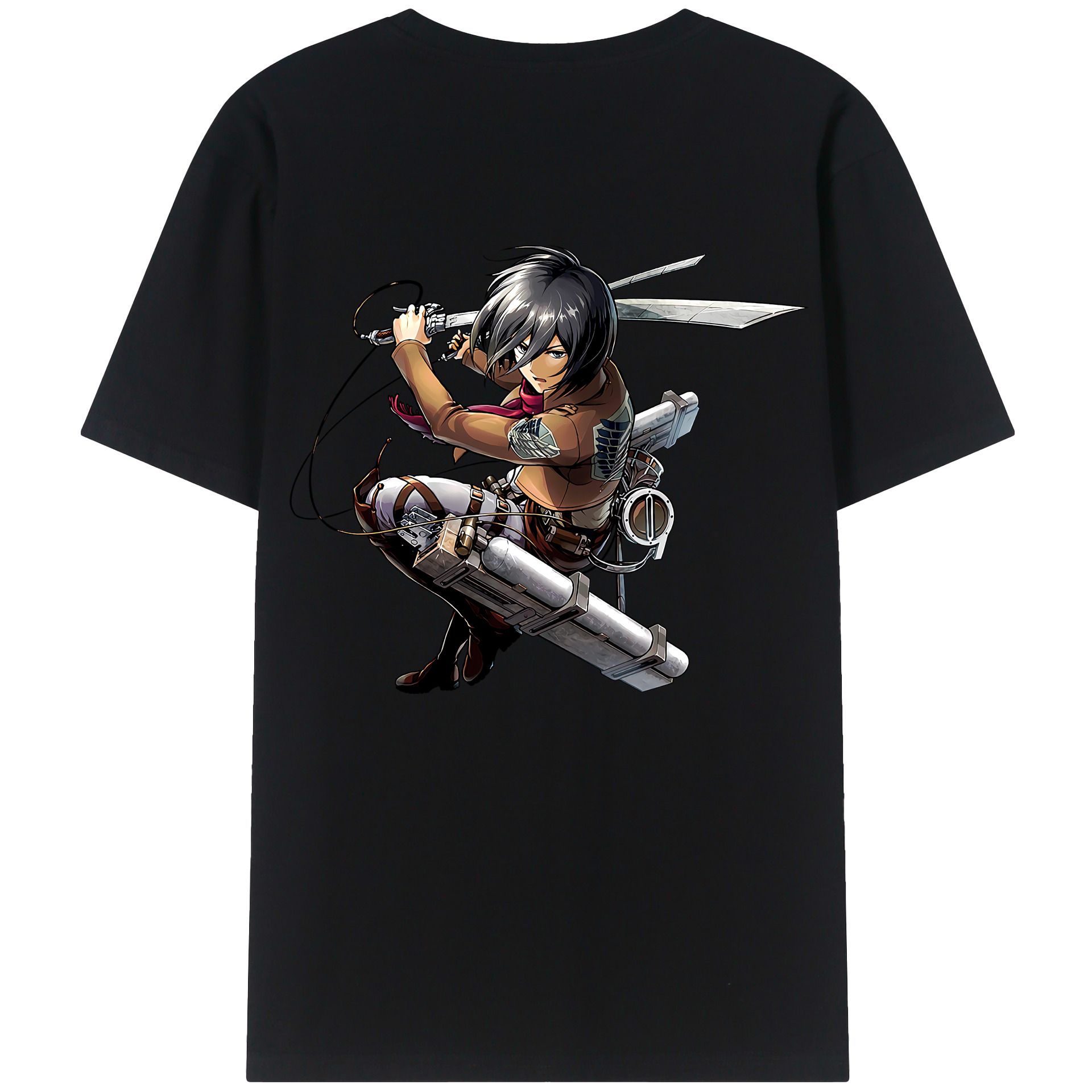 （画像用） 進撃の巨人 ミカサ·アッカーマン Attack on Titan Mikasa Ackerman 綿100％半袖Tシャツ（背面プリント）