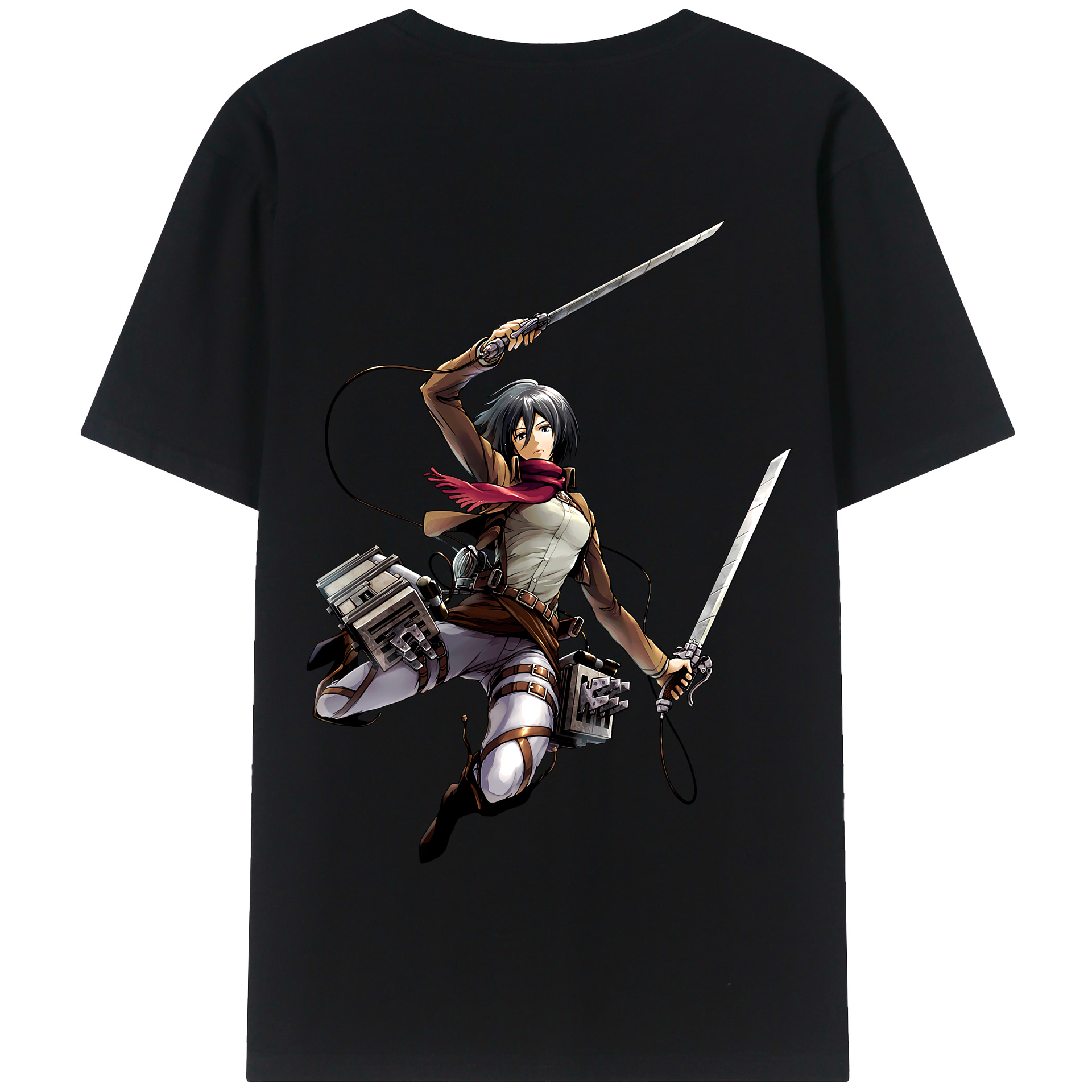 （画像用） 進撃の巨人 ミカサ·アッカーマン Attack on Titan Mikasa Ackerman 綿100％半袖Tシャツ（背面プリント）
